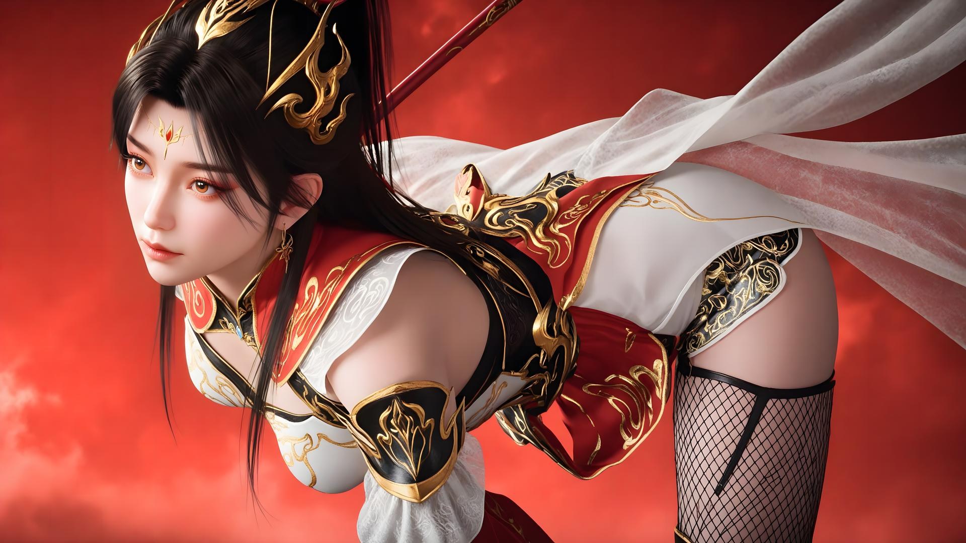 AI Generated Anime Girl - The Great Ruler Xiao Xiao ถุงน่องขาว 70P