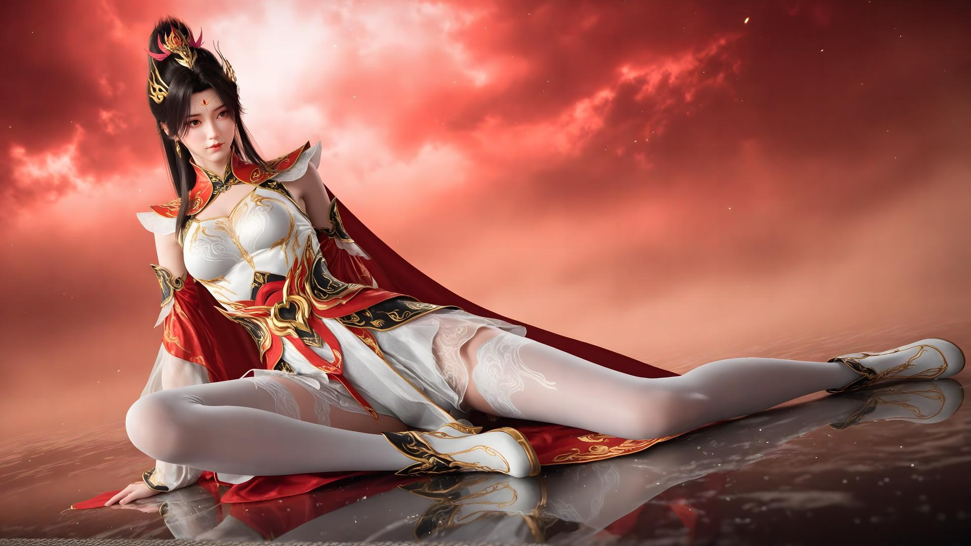AI Generated Anime Girl - The Great Ruler Xiao Xiao White Stockings Gallery 70P
