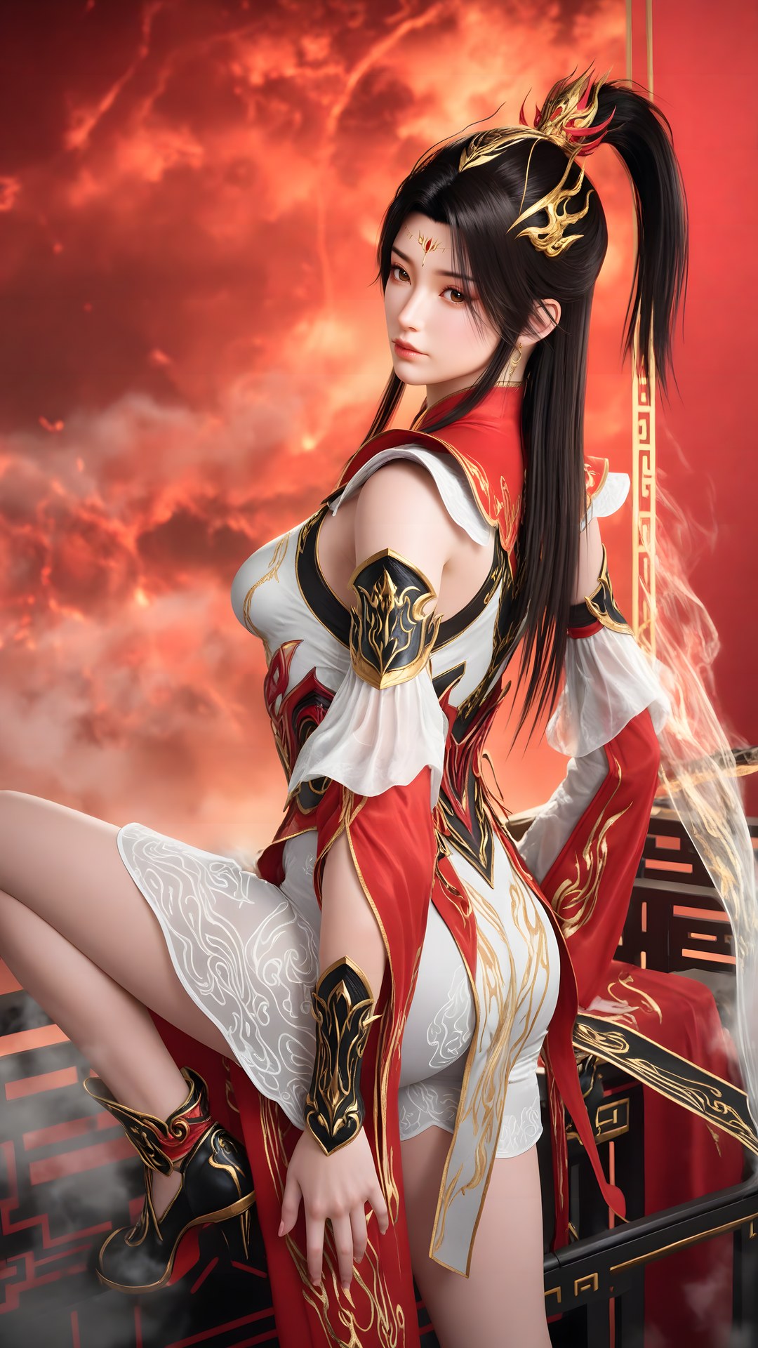 AI Generated Anime Girl - 大主宰 萧潇：红白礼装白丝角色图集 70P