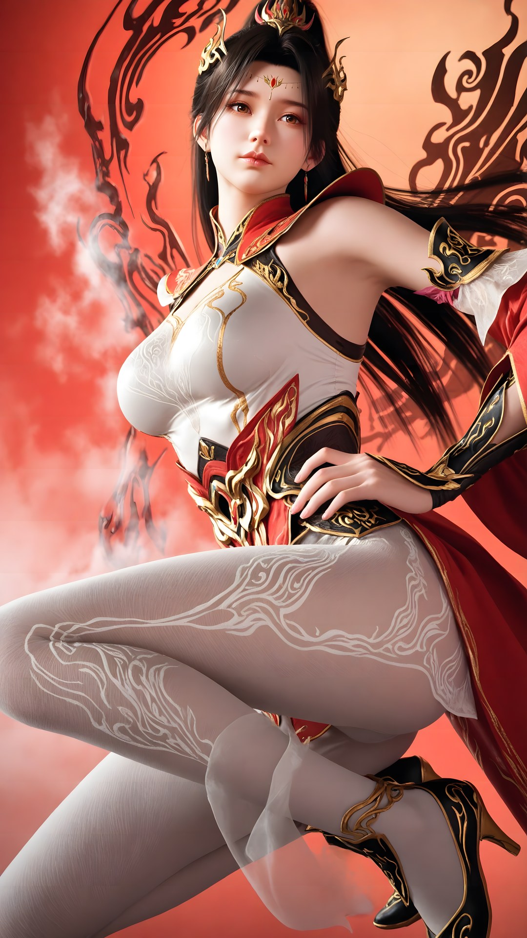AI Generated Anime Girl - 大主宰 萧潇：红白礼装白丝角色图集 70P