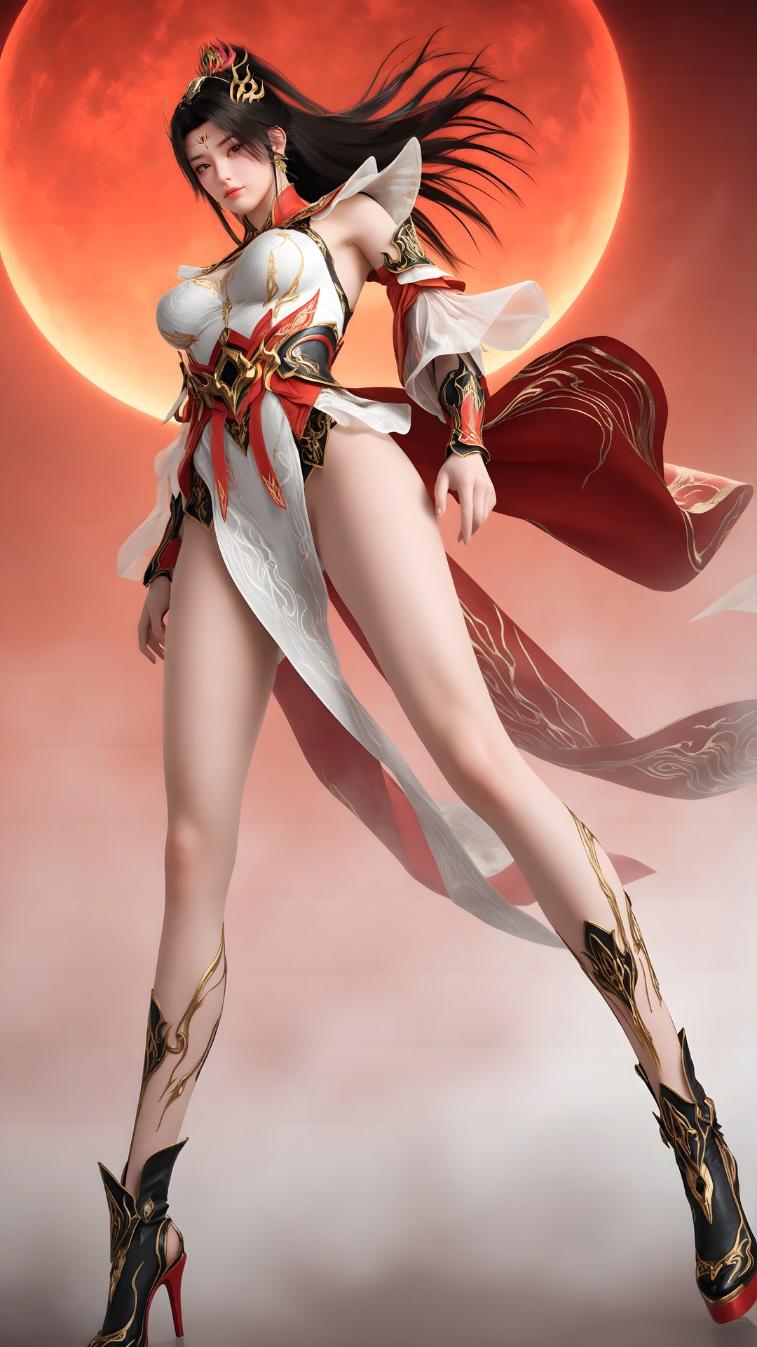 AI Generated Anime Girl - 大主宰 蕭瀟：紅白禮裝白絲角色圖集 70P