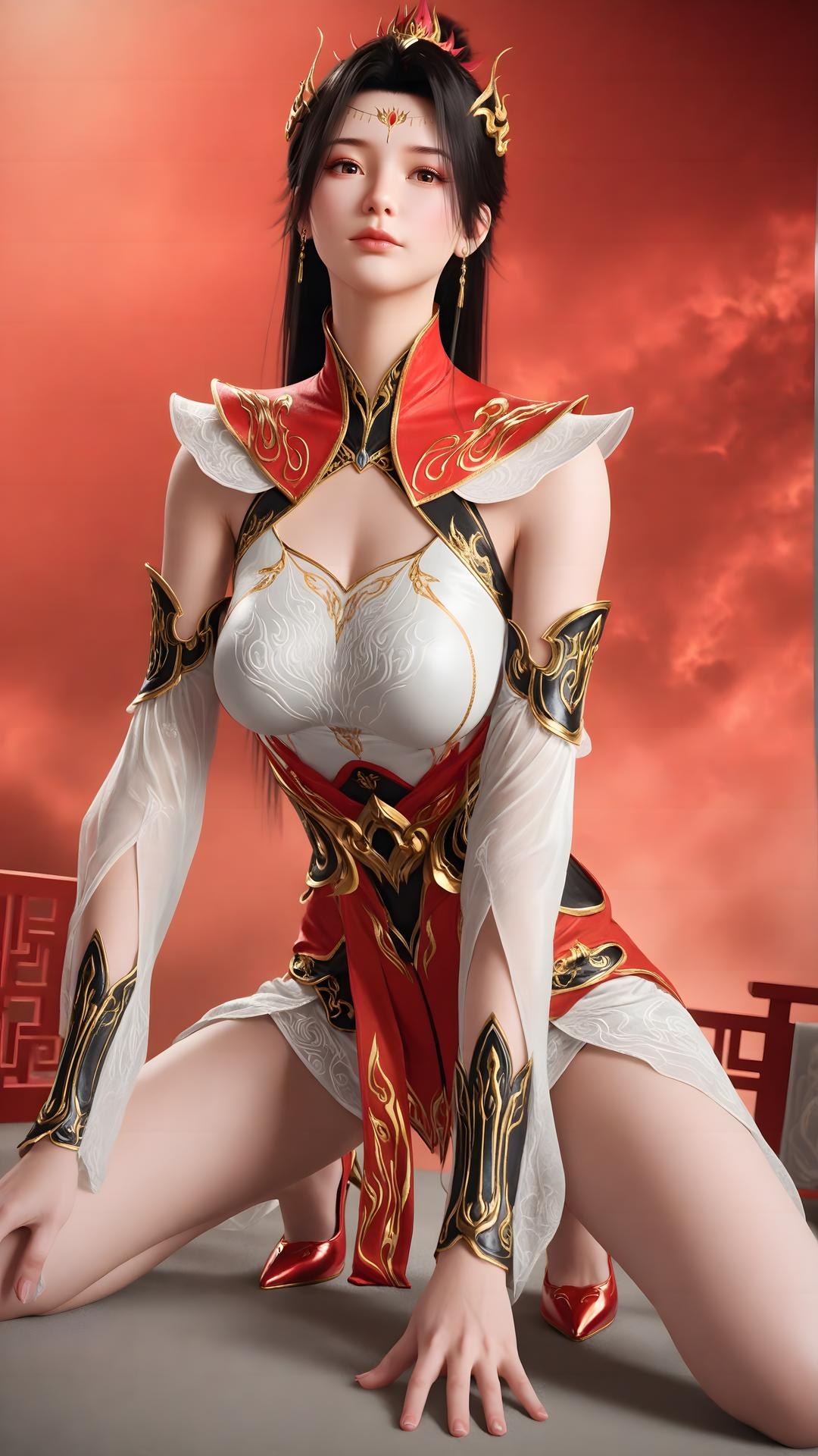 AI Generated Anime Girl - 大主宰 蕭瀟：紅白禮裝白絲角色圖集 70P