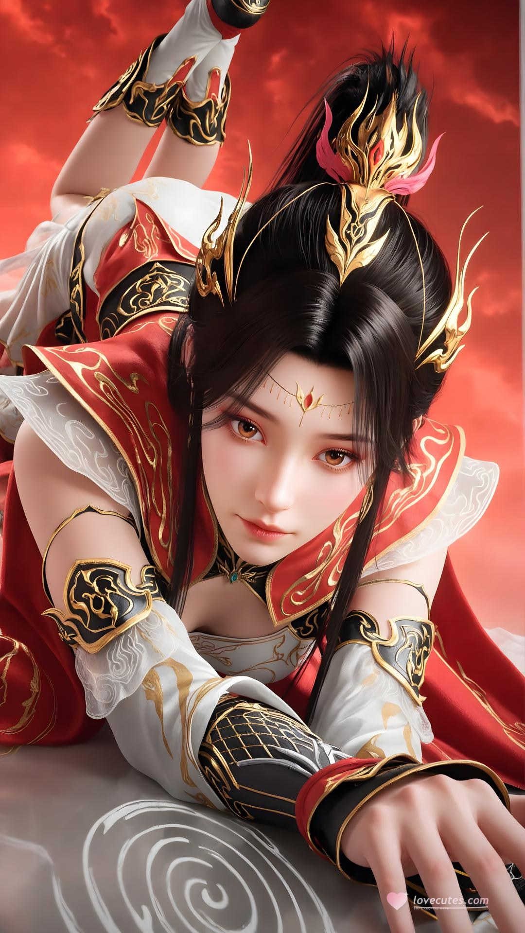 AI Generated Anime Girl - 大主宰 蕭瀟：紅白禮裝白絲角色圖集 70P