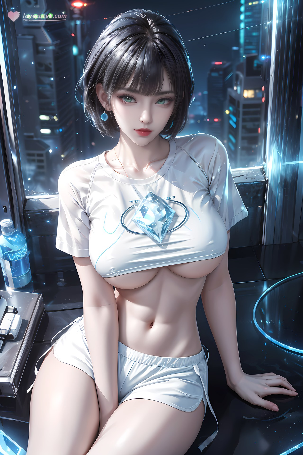 AI Generated Anime Girl - Cơ Thanh bodysuit cơ giáp cảnh thành phố đêm 77P