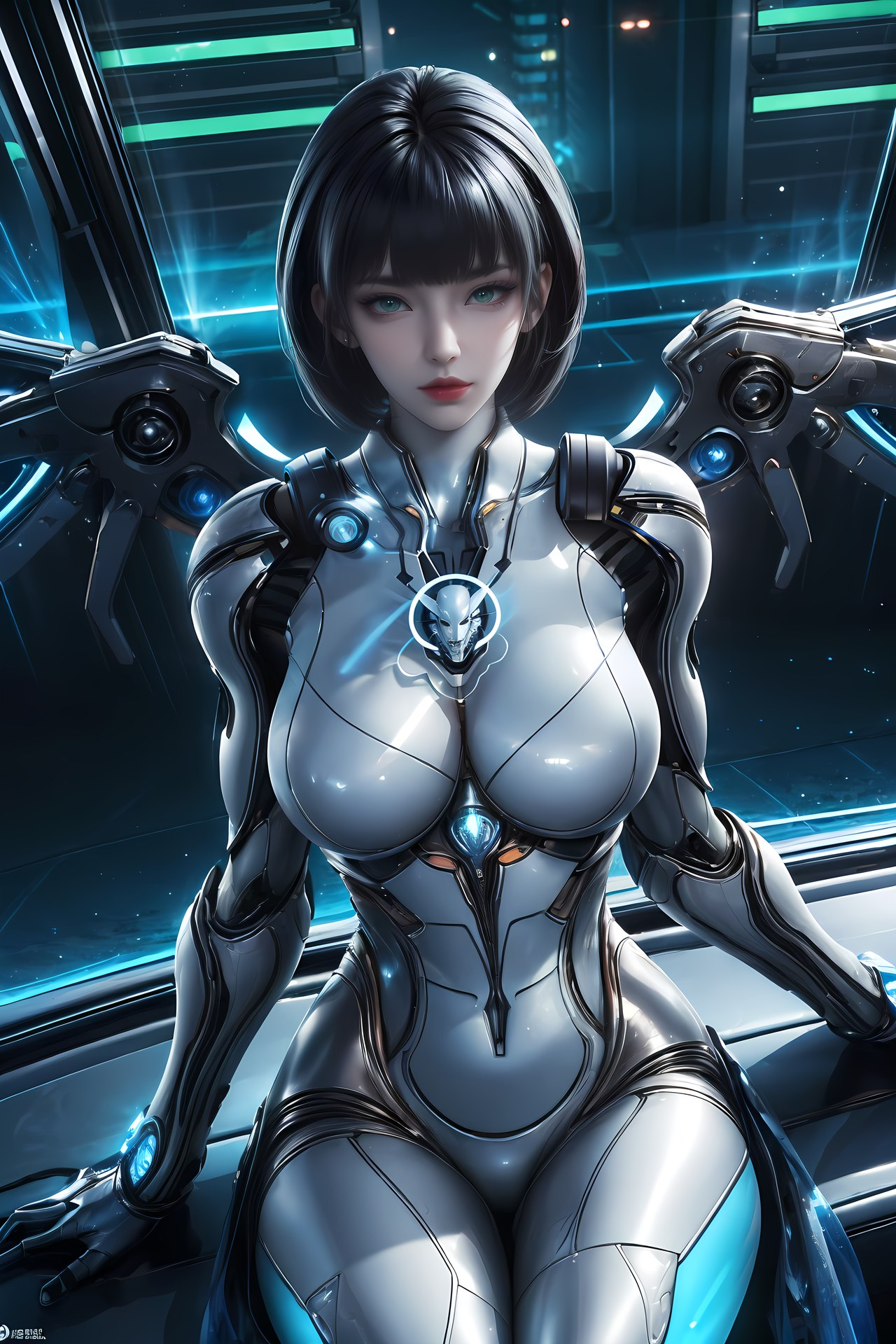 AI Generated Anime Girl - Jiqing Mecha Bodysuit Cyber City Gallery 77P