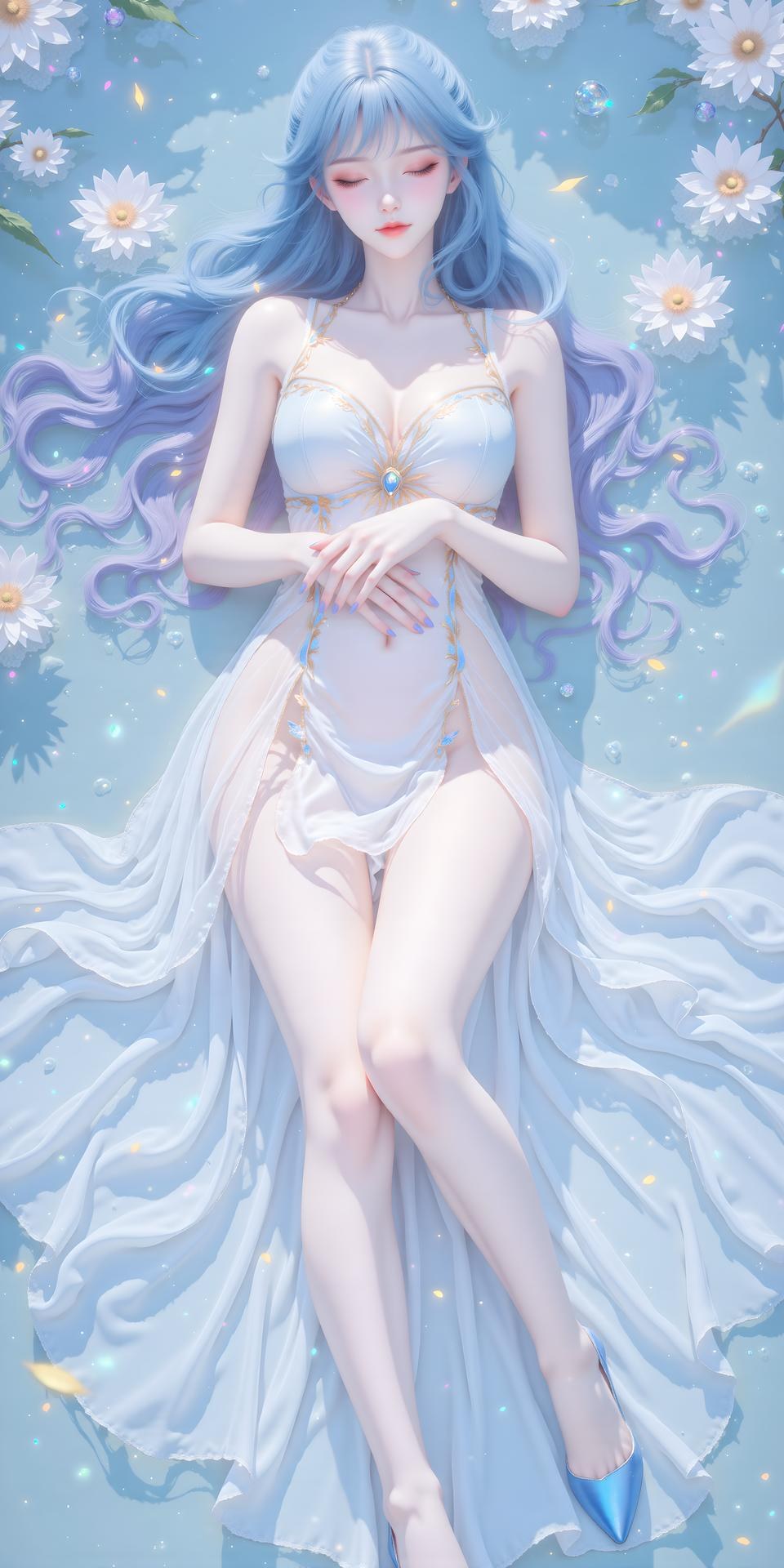 AI Generated Anime Girl - 絶世唐門 唐舞桐 白ドレス水辺画像集 24P