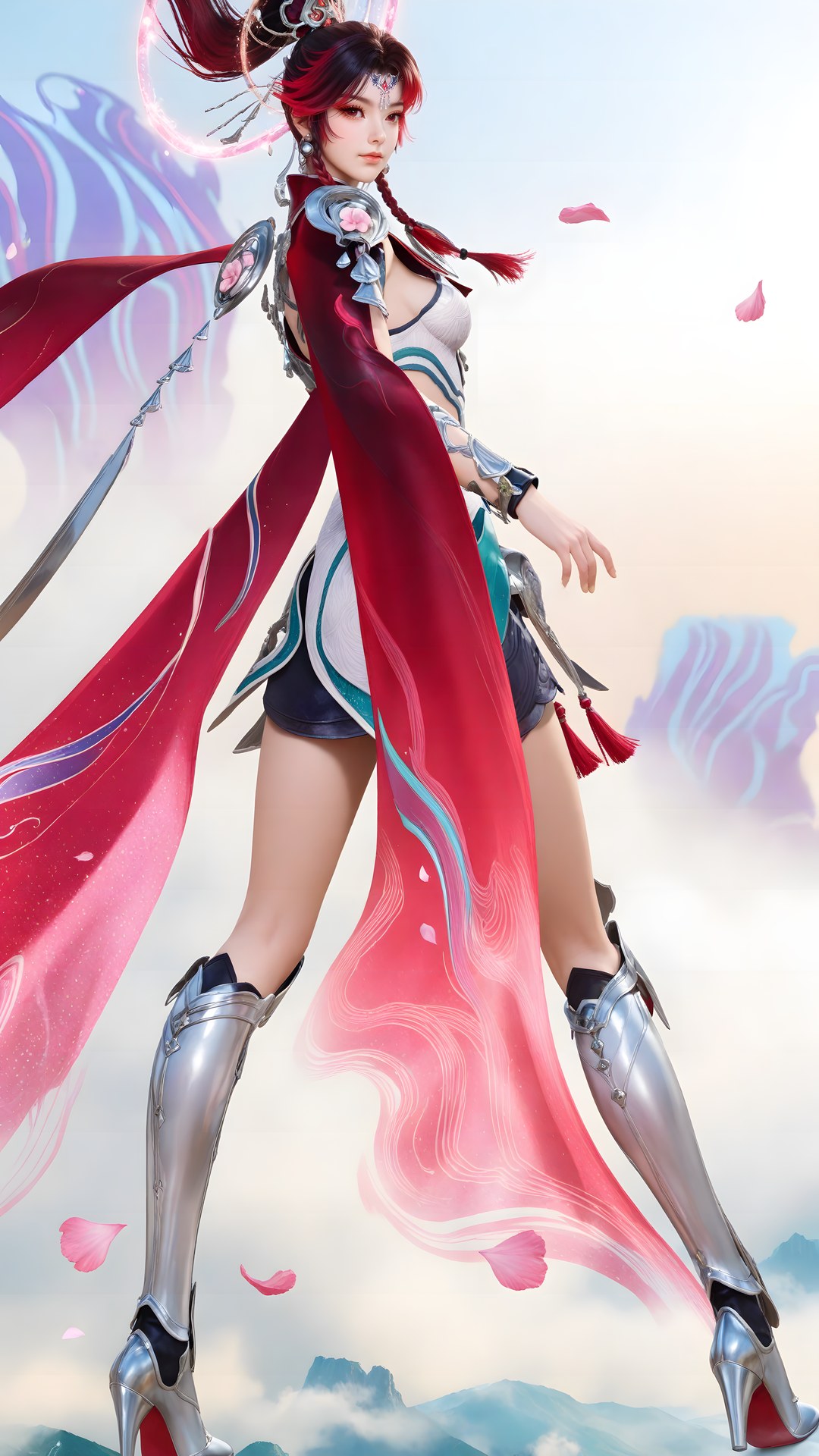 AI Generated Anime Girl - 神驥 雲纓：紅白機甲緊身衣角色圖集 68P