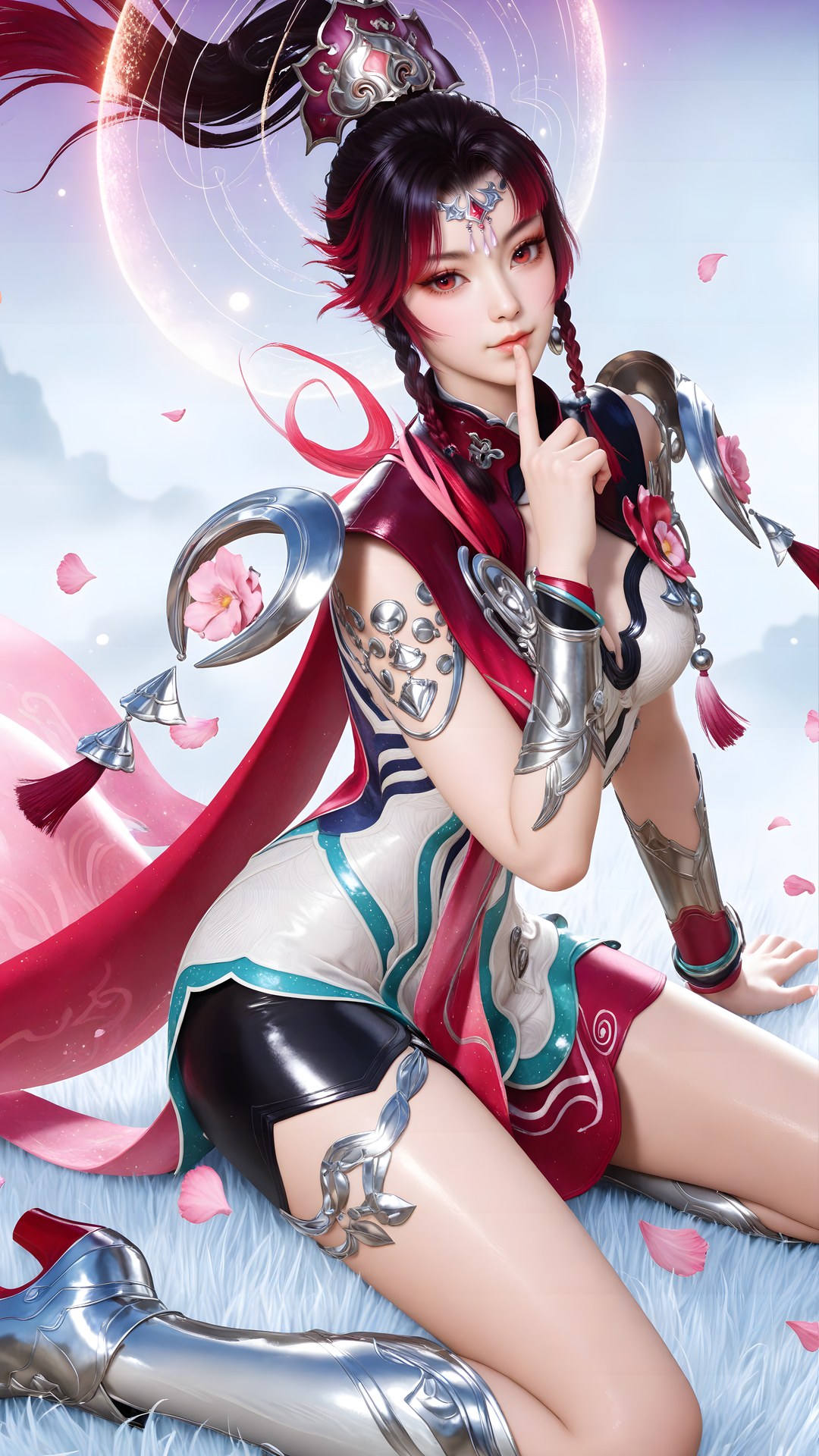 AI Generated Anime Girl - 神驥 雲纓：紅白機甲緊身衣角色圖集 68P