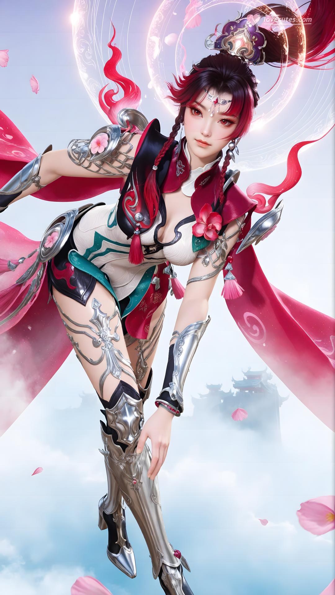 AI Generated Anime Girl - 神驥 雲纓：紅白機甲緊身衣角色圖集 68P