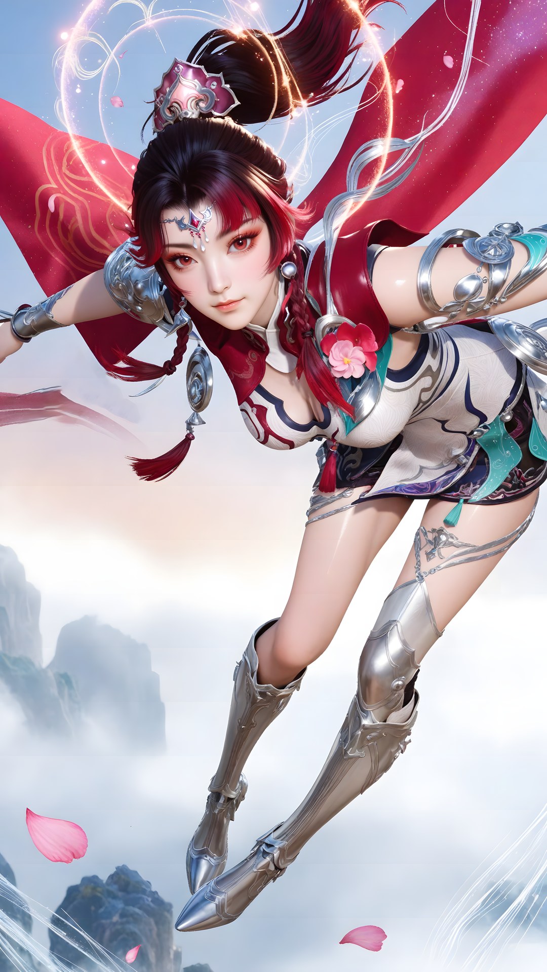 AI Generated Anime Girl - 神驥 雲纓：紅白機甲緊身衣角色圖集 68P