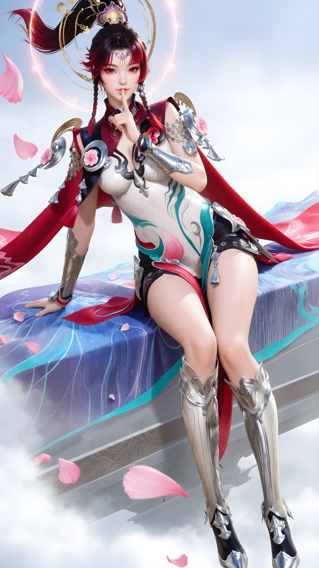 AI Generated Anime Girl - 神驥 雲纓：紅白機甲緊身衣角色圖集 68P