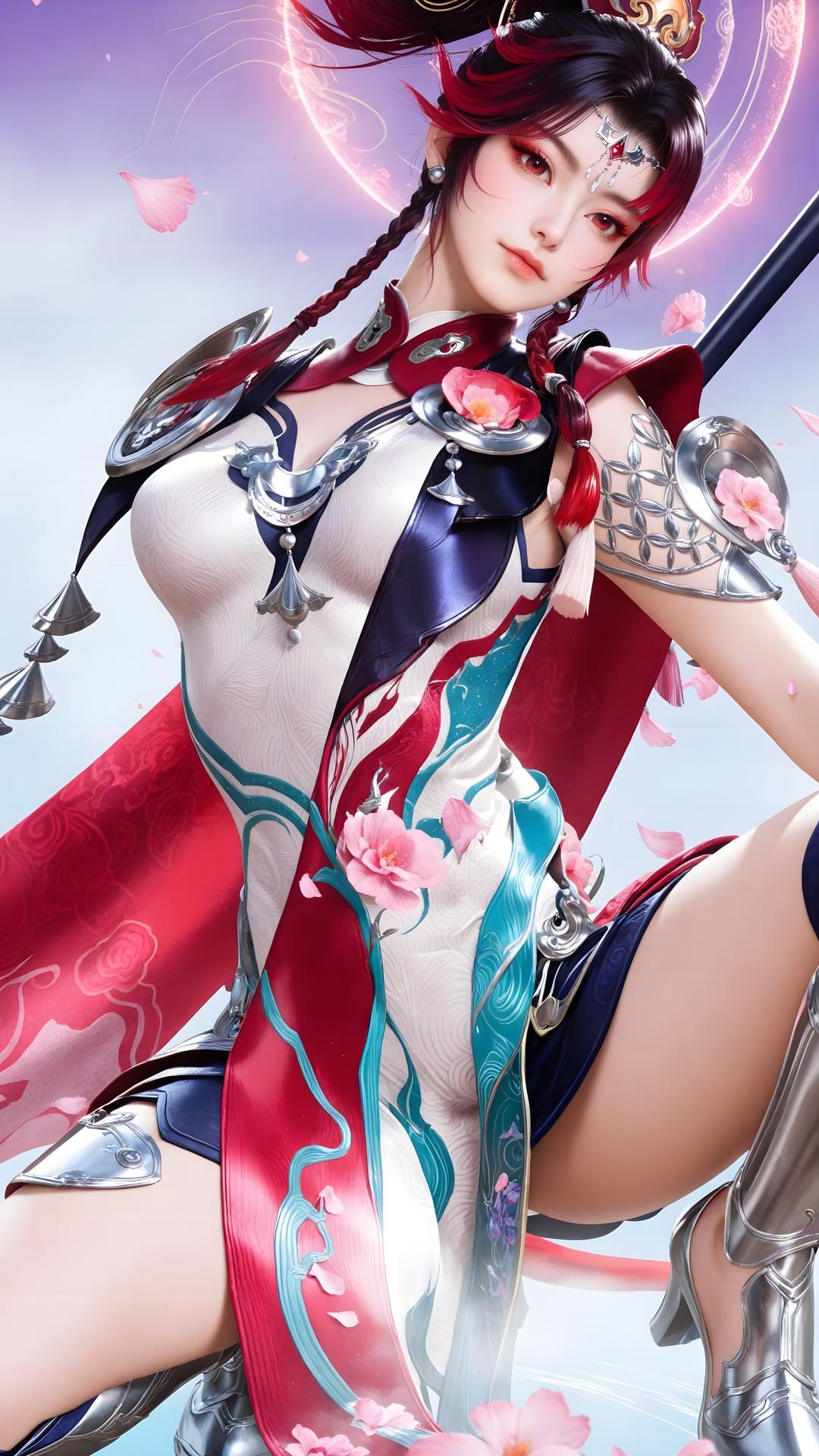 AI Generated Anime Girl - 神驥 雲纓：紅白機甲緊身衣角色圖集 68P