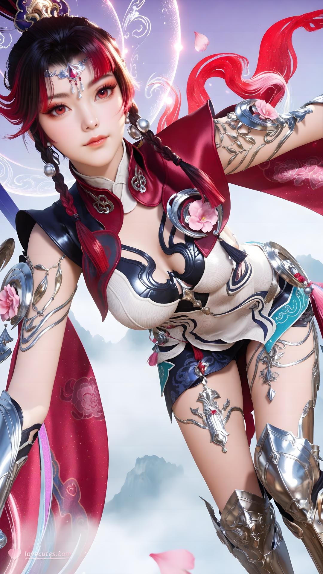 AI Generated Anime Girl - 神驥 雲纓：紅白機甲緊身衣角色圖集 68P