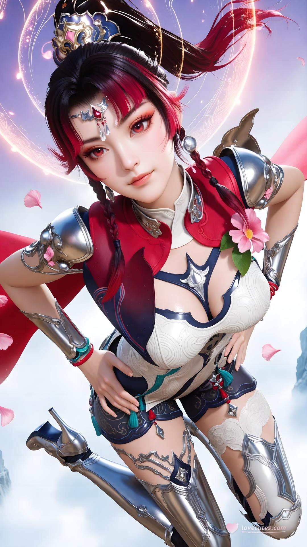 AI Generated Anime Girl - 神驥 雲纓：紅白機甲緊身衣角色圖集 68P