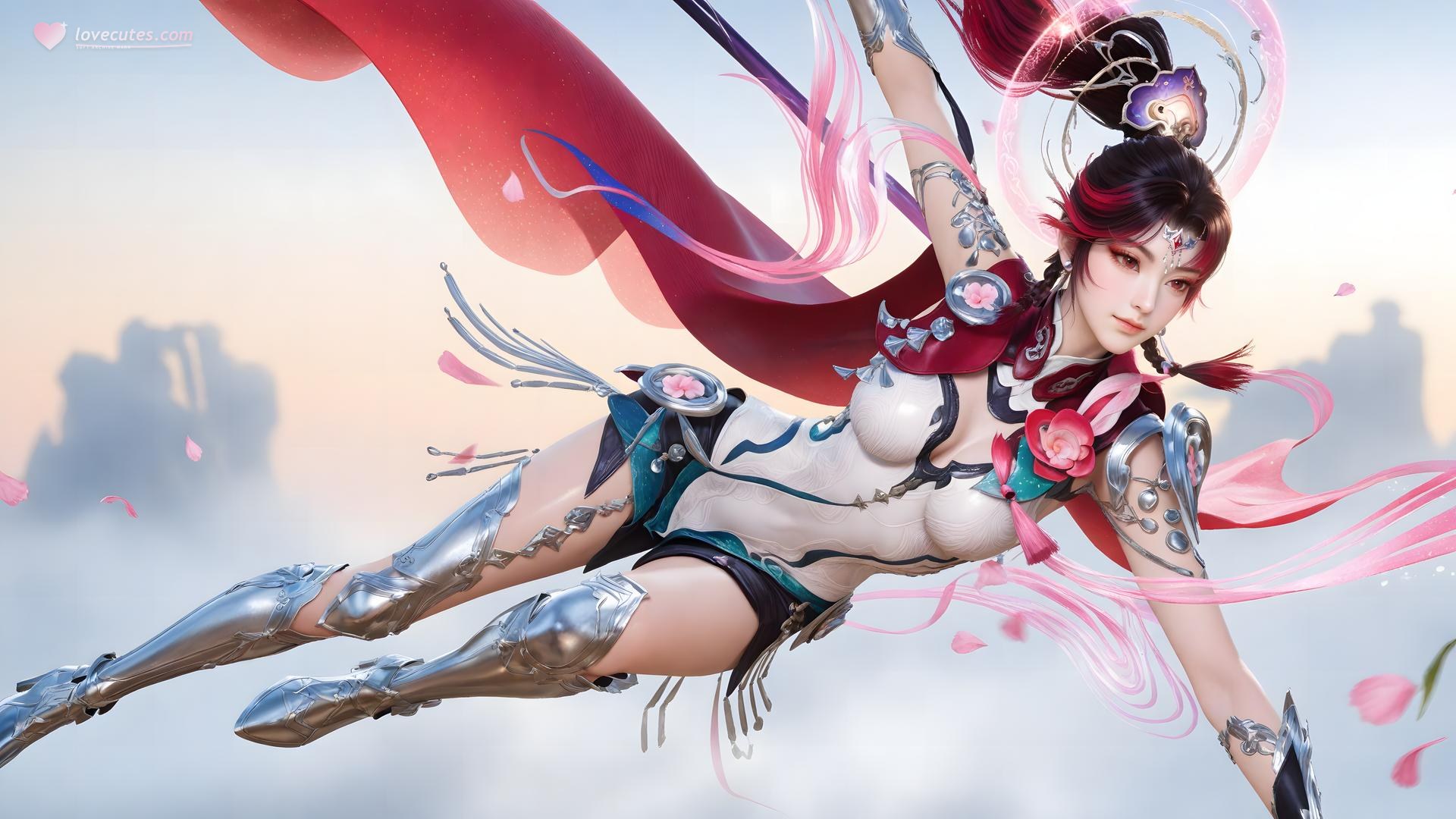 AI Generated Anime Girl - 神驥 雲纓：紅白機甲緊身衣角色圖集 68P