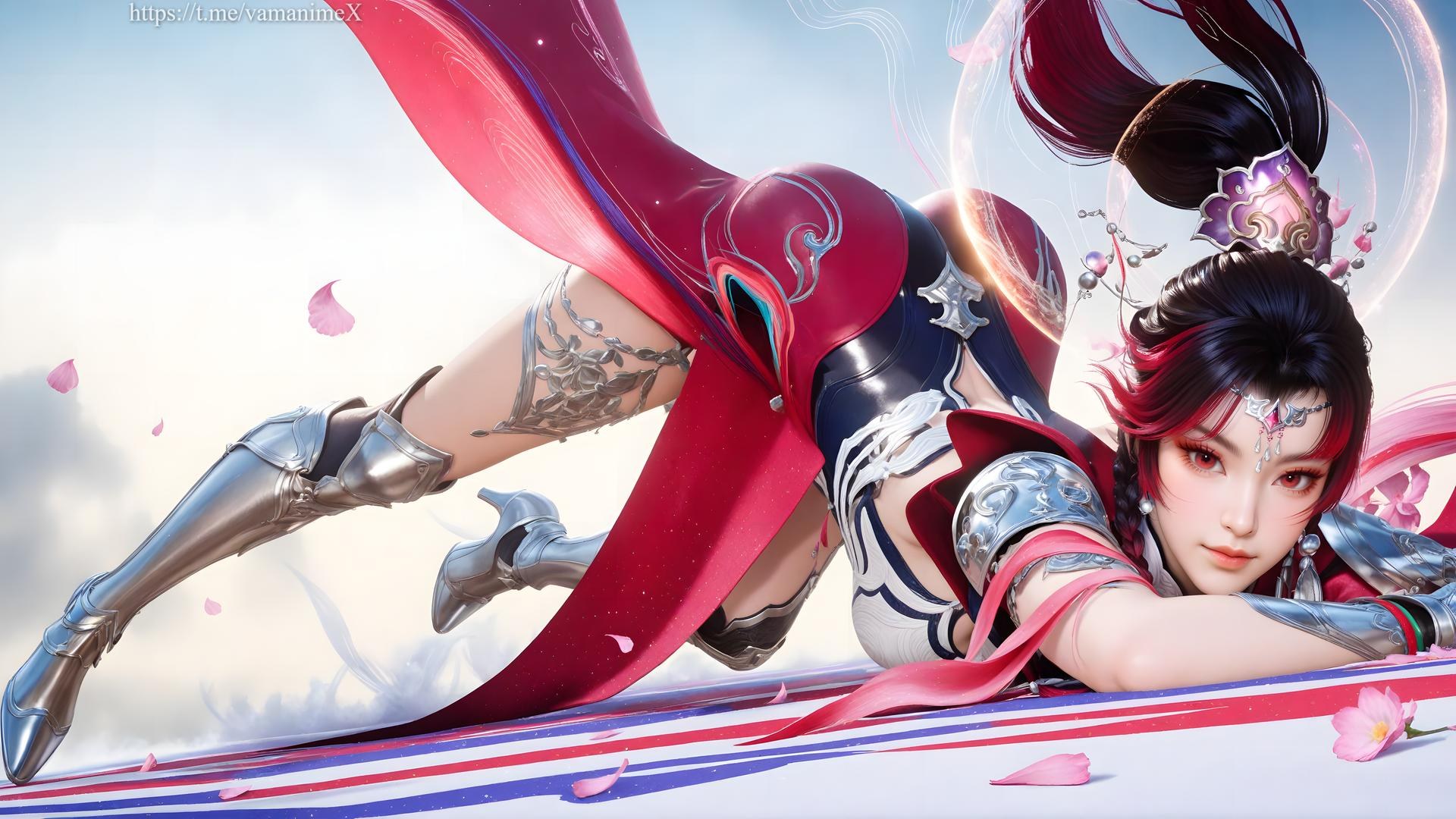 AI Generated Anime Girl - 神驥 雲纓：紅白機甲緊身衣角色圖集 68P