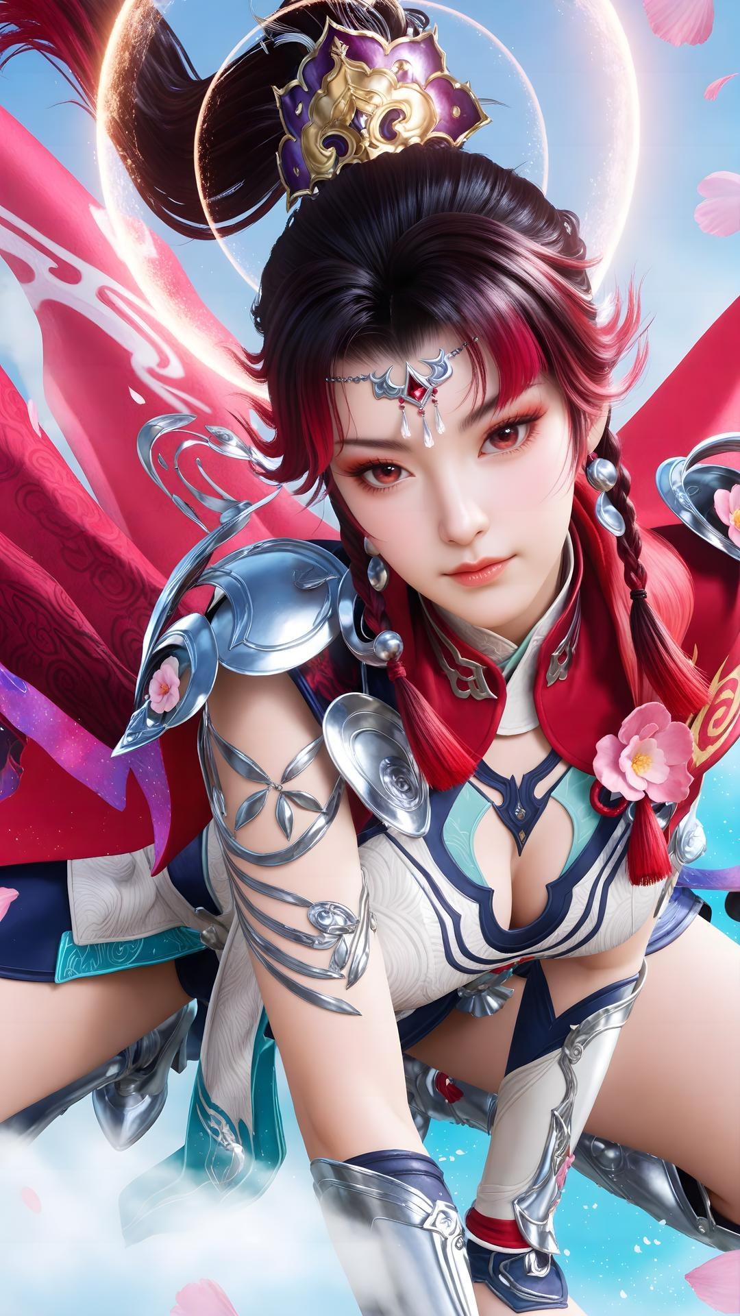 AI Generated Anime Girl - 神驥 雲纓：紅白機甲緊身衣角色圖集 68P