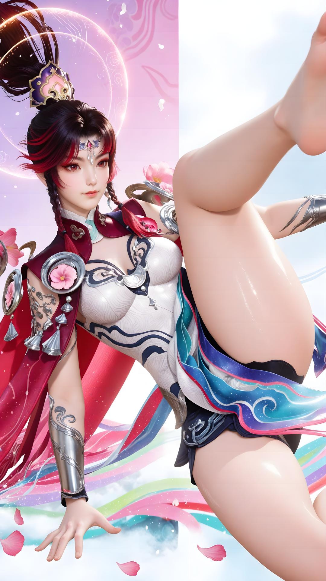 AI Generated Anime Girl - 神驥 雲纓：紅白機甲緊身衣角色圖集 68P