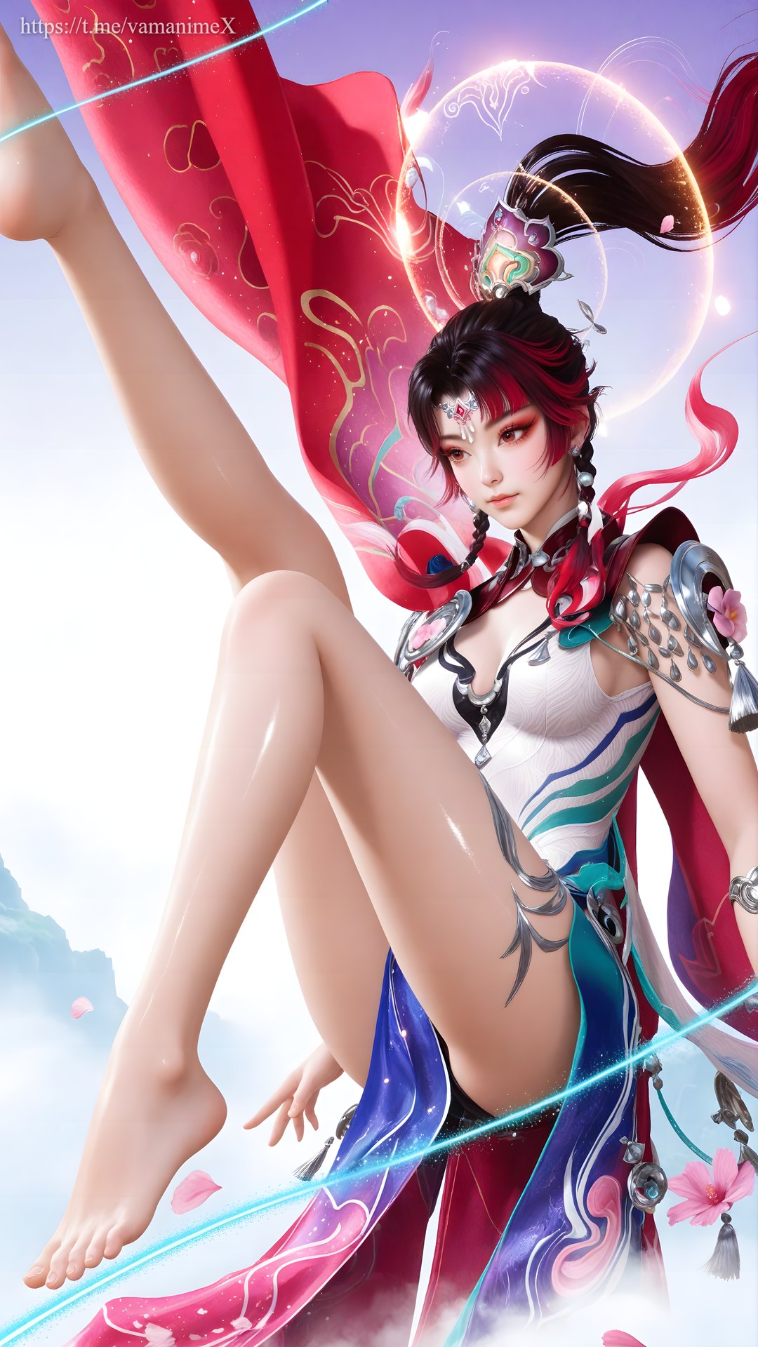 AI Generated Anime Girl - 神驥 雲纓：紅白機甲緊身衣角色圖集 68P