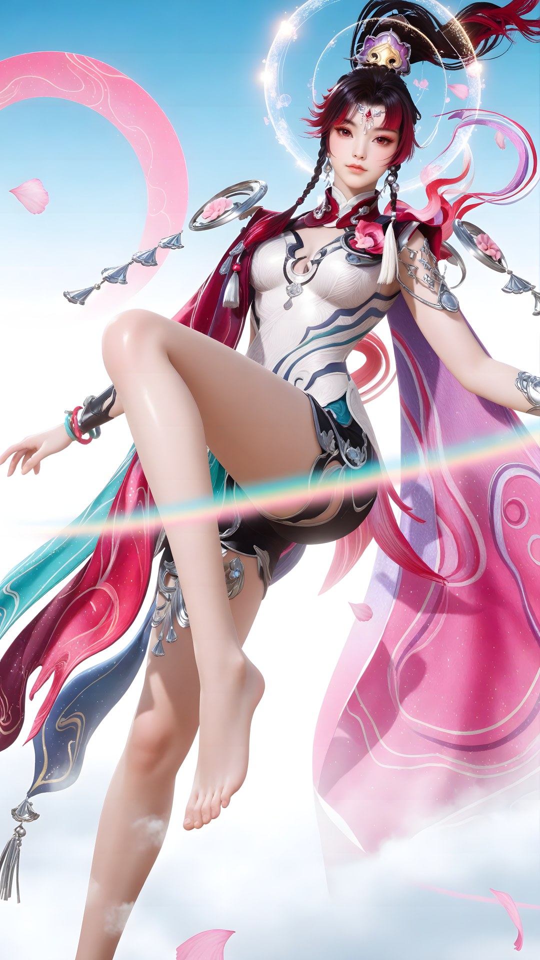 AI Generated Anime Girl - 神驥 雲纓：紅白機甲緊身衣角色圖集 68P