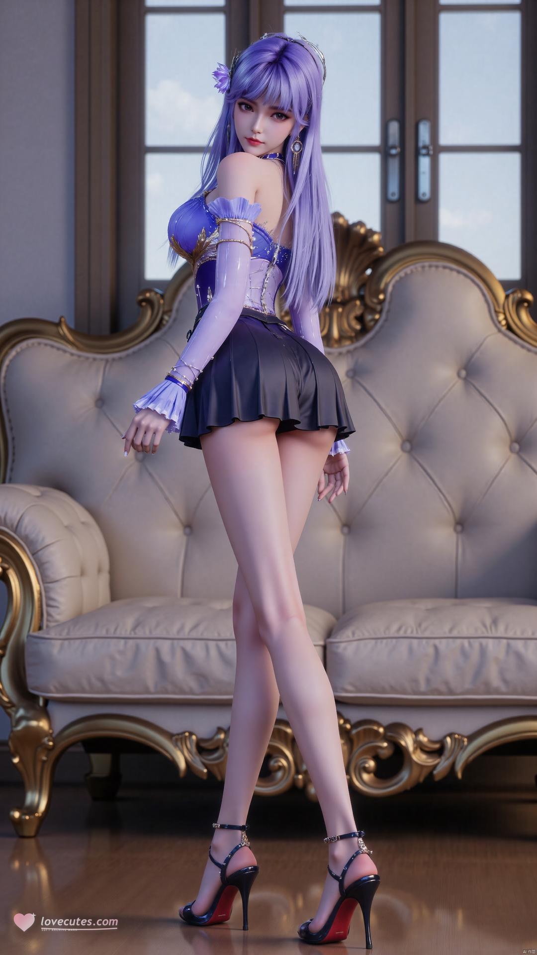 AI Generated Anime Girl - 神印王座 圣采儿：紫发制服黑丝角色图集 72P