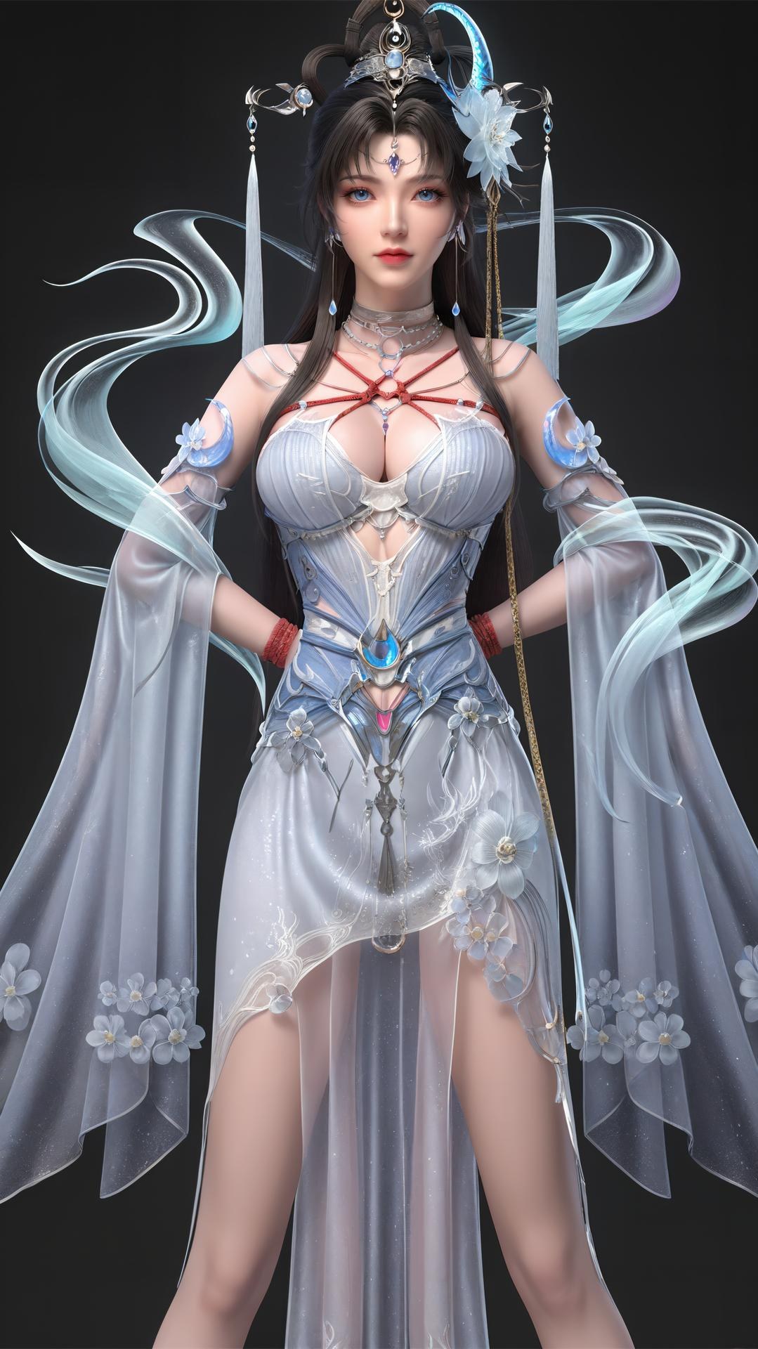 AI Generated Anime Girl - 完美世界 邀月公主：白藍仙裙湖畔白絲上篇 250P