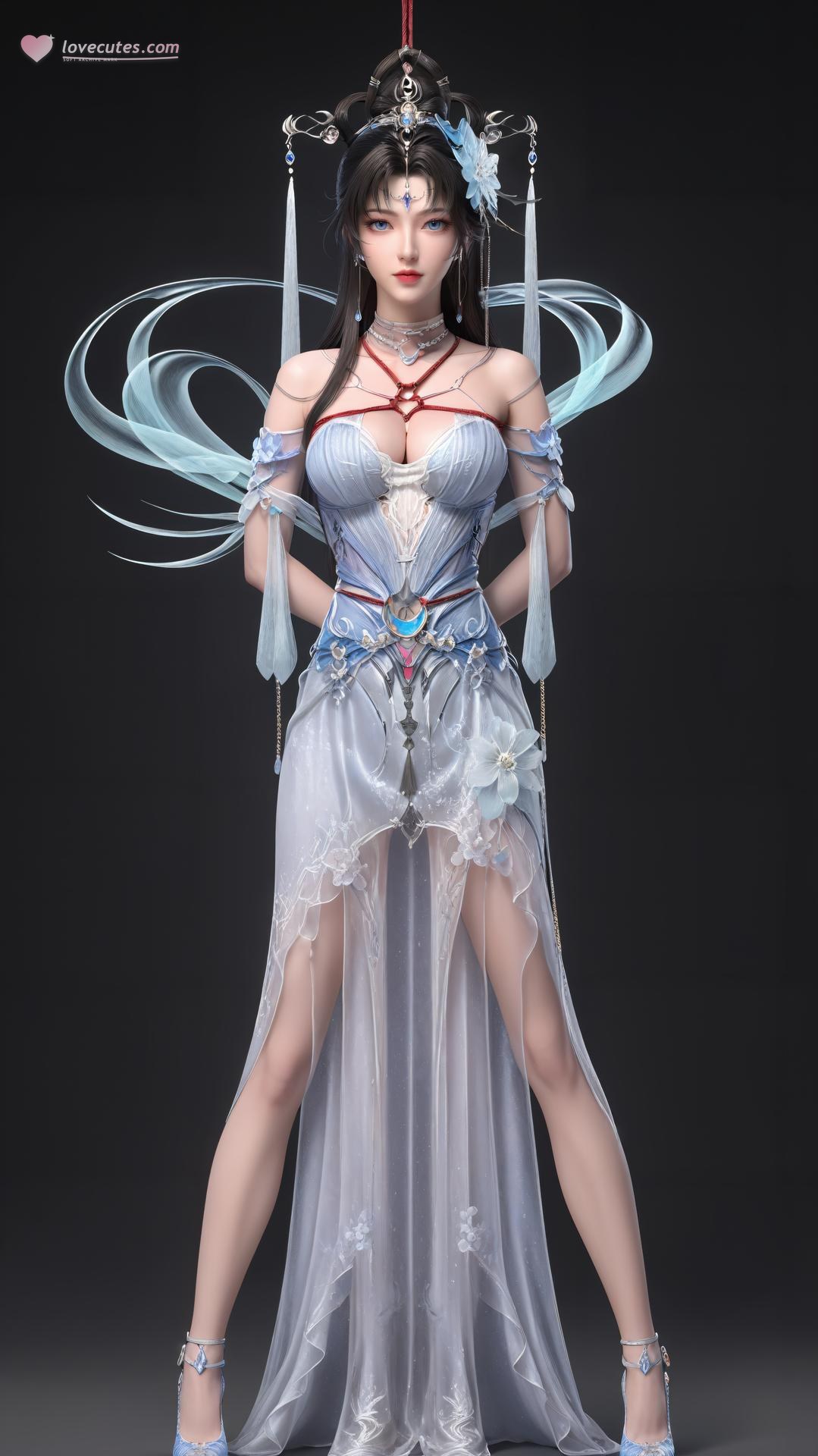 AI Generated Anime Girl - 完美世界 邀月公主：白藍仙裙湖畔白絲上篇 250P