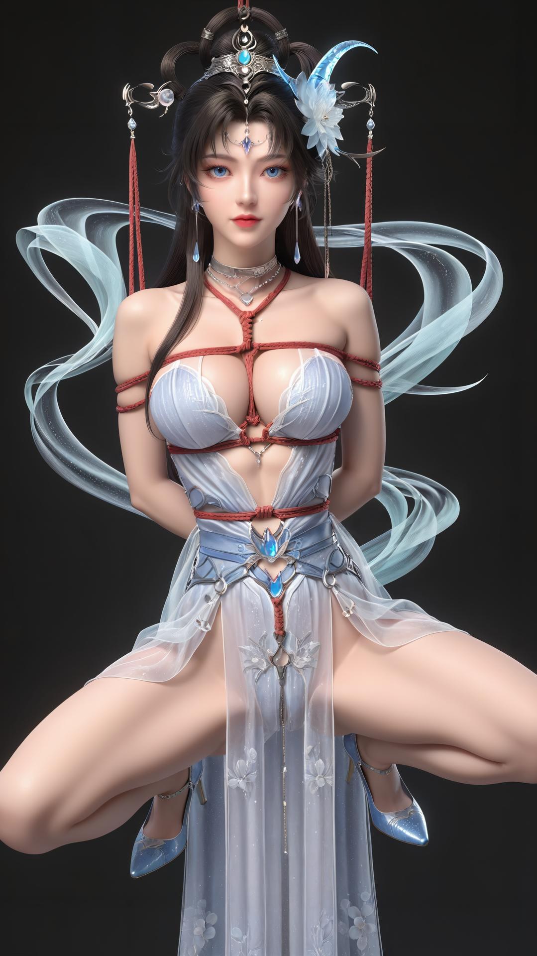 AI Generated Anime Girl - Perfect World Yaoyue Princess Blue-White Lakeside Stockings Gallery Vol. 1 250P