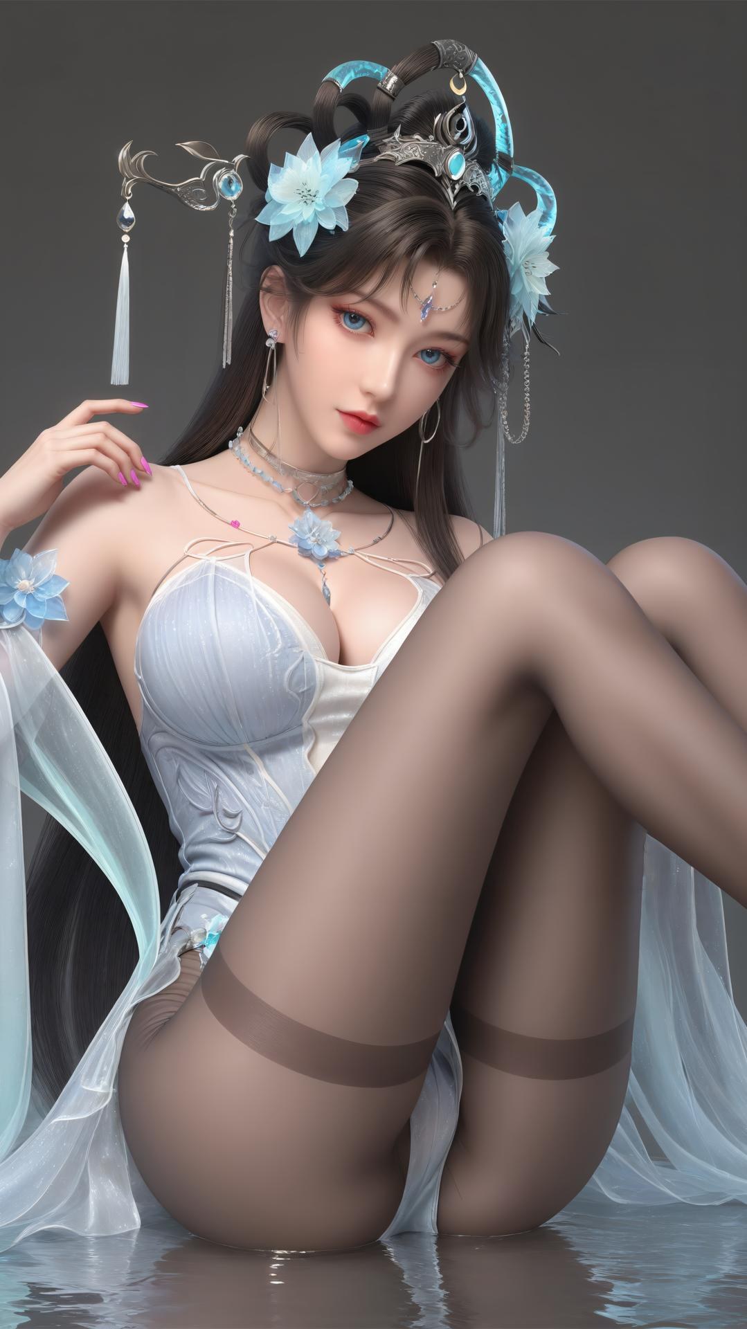 AI Generated Anime Girl - 완미세계 요청공주 블랙 스타킹 실내 부두아르 갤러리 하편 250P