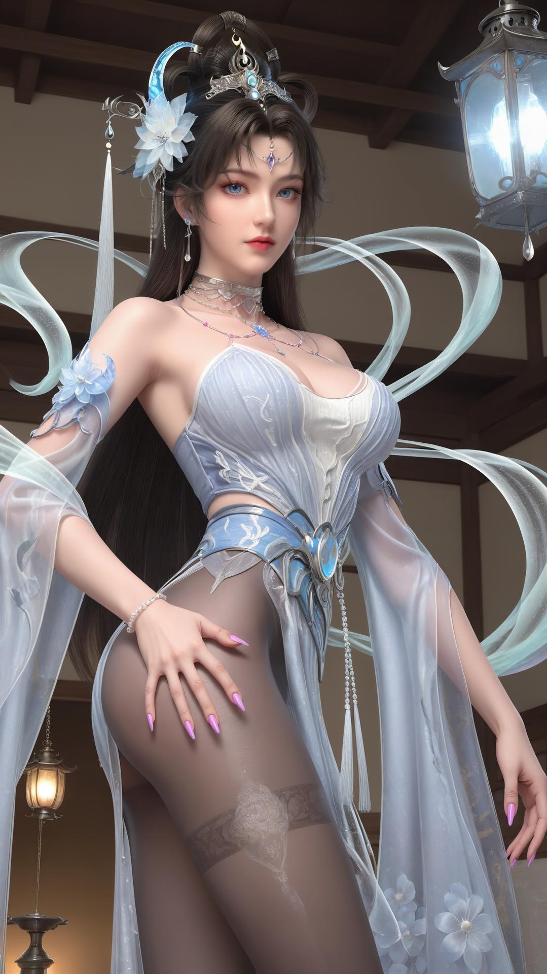 AI Generated Anime Girl - 完美世界 邀月公主：黑絲高跟室內私房下篇 250P