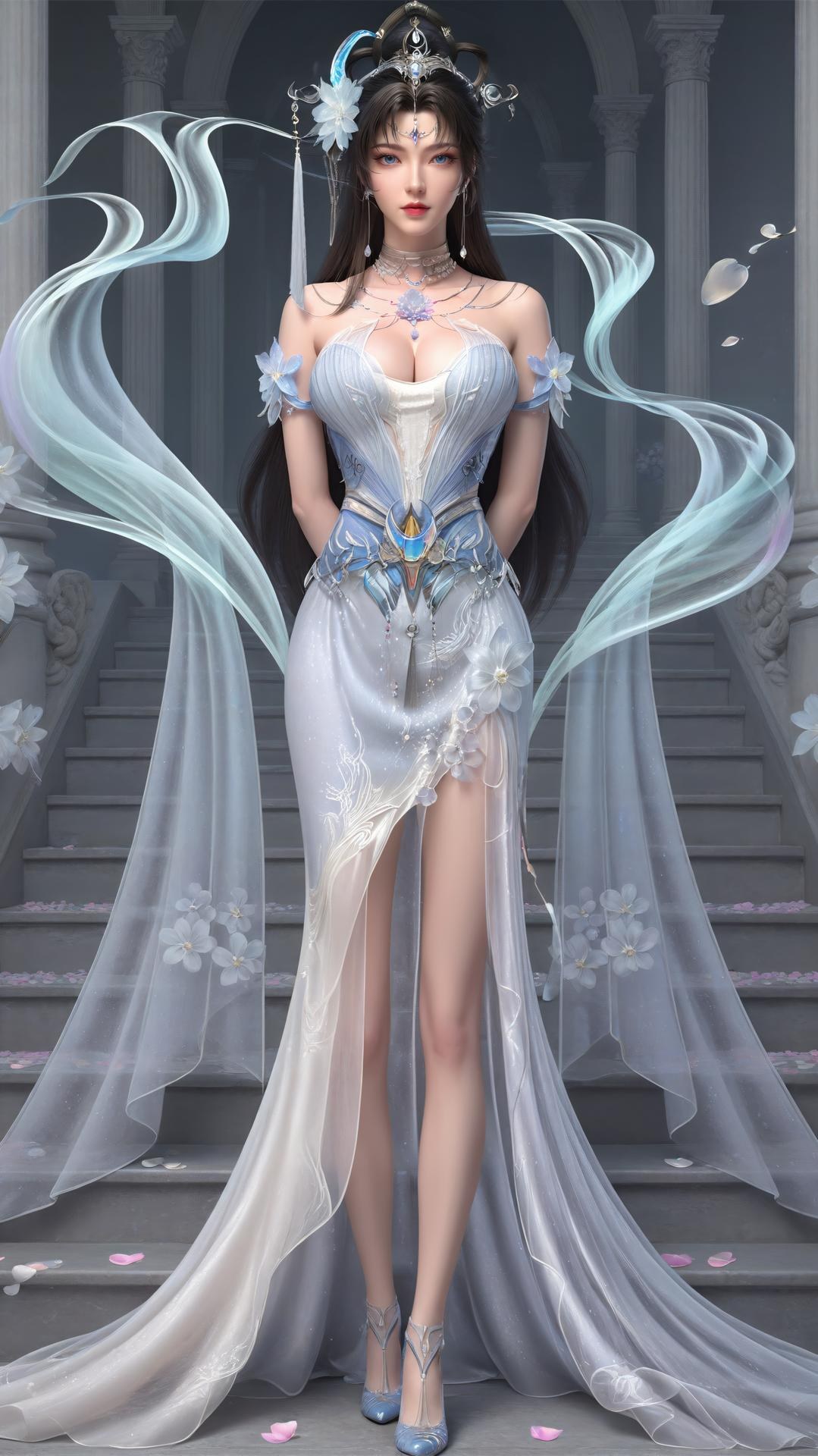 AI Generated Anime Girl - Công chúa Yaoyue Perfect World tất đen trong phòng riêng phần sau 250P