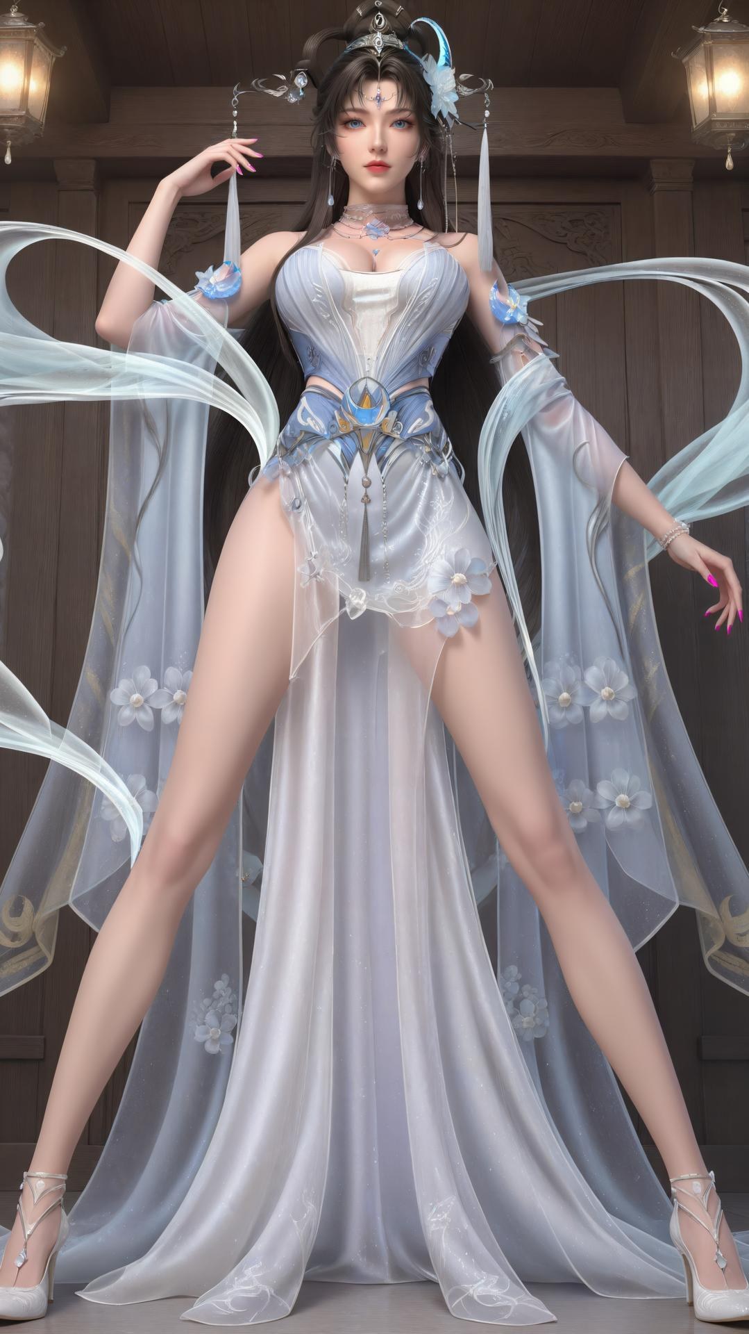 AI Generated Anime Girl - 完美世界 邀月公主：黑絲高跟室內私房下篇 250P