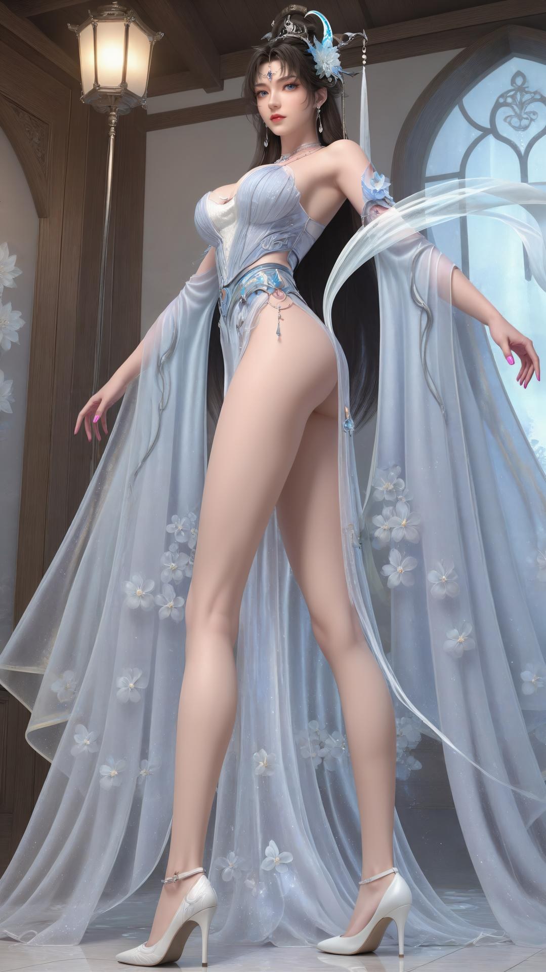 AI Generated Anime Girl - 完美世界 邀月公主：黑絲高跟室內私房下篇 250P