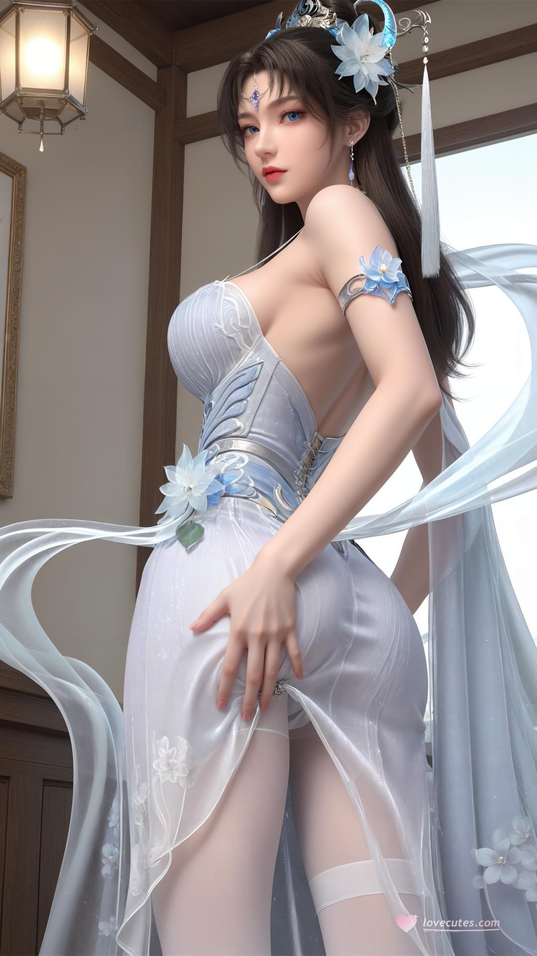 AI Generated Anime Girl - 完美世界 邀月公主：黑絲高跟室內私房下篇 250P