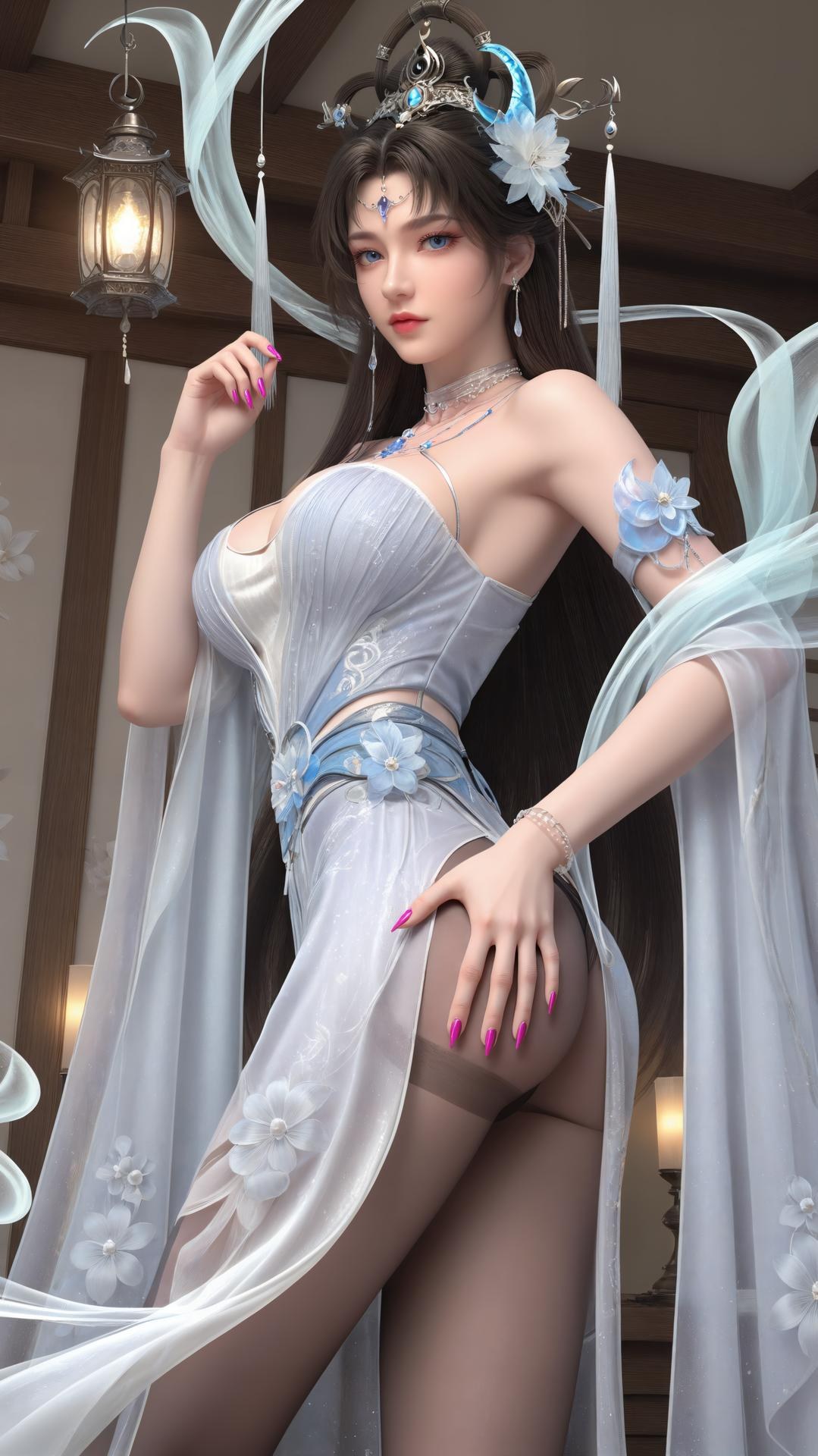 AI Generated Anime Girl - 完美世界 邀月公主：黑絲高跟室內私房下篇 250P