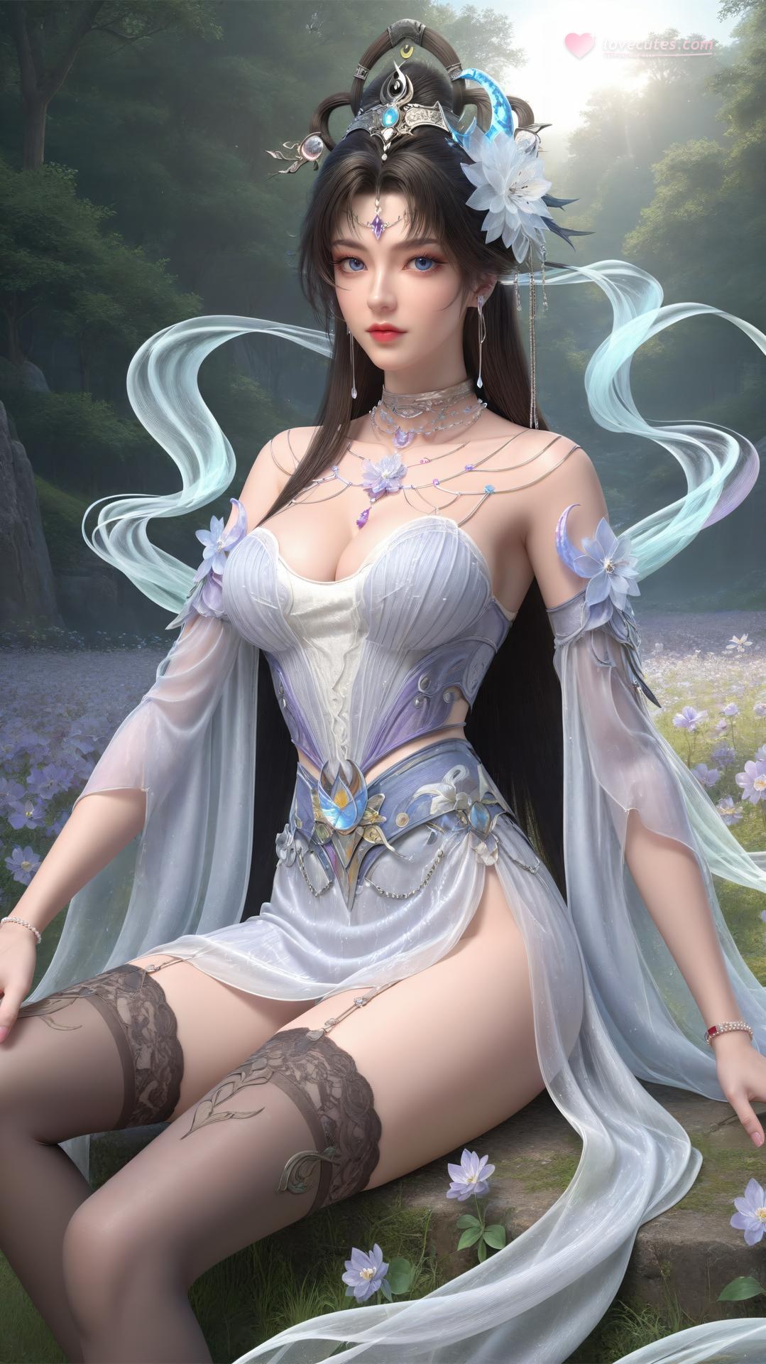 AI Generated Anime Girl - 完美世界 邀月公主：黑絲高跟室內私房下篇 250P