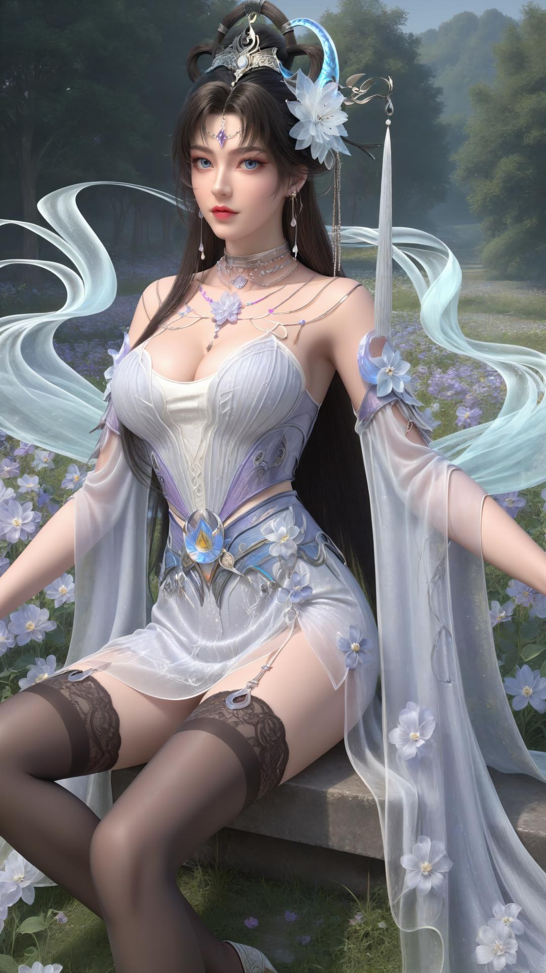 AI Generated Anime Girl - 完美世界 邀月公主：黑絲高跟室內私房下篇 250P