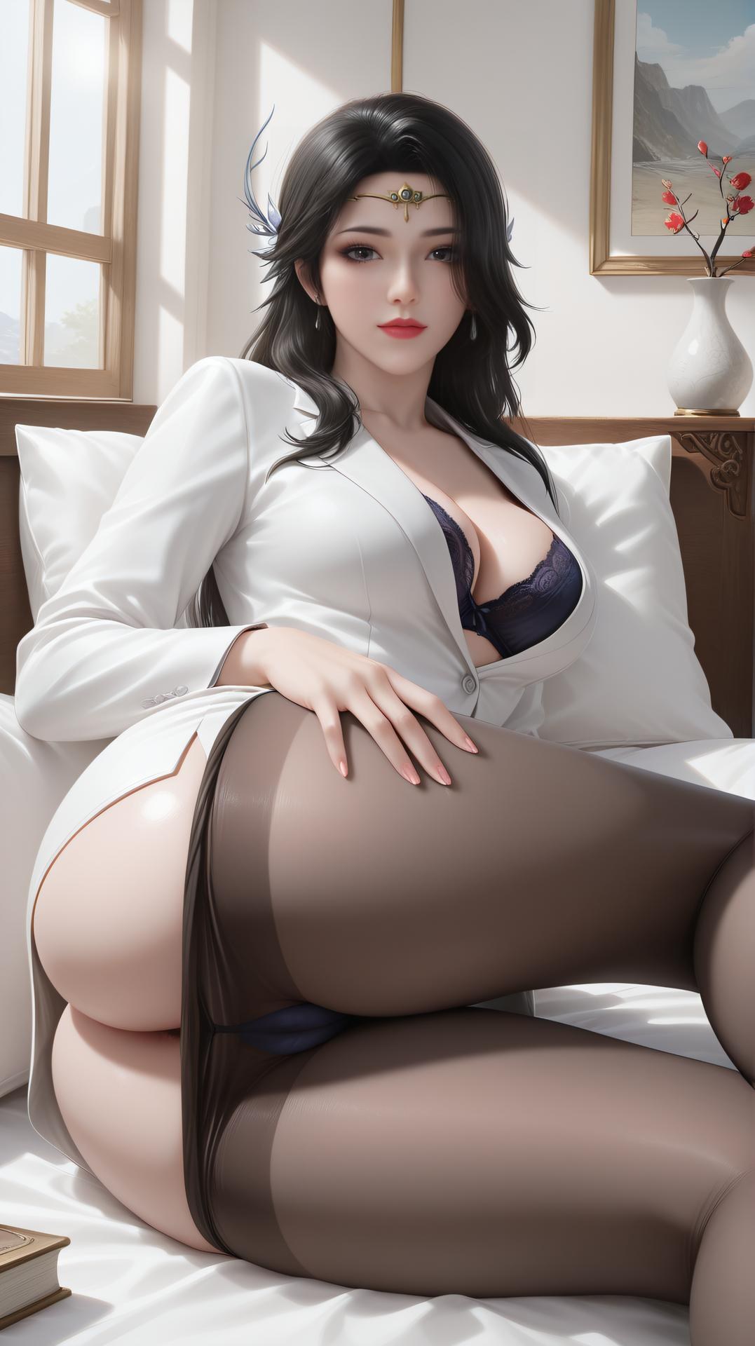 AI Generated Anime Girl - Huyền Y vest tất đen nội y phòng ngủ 62P