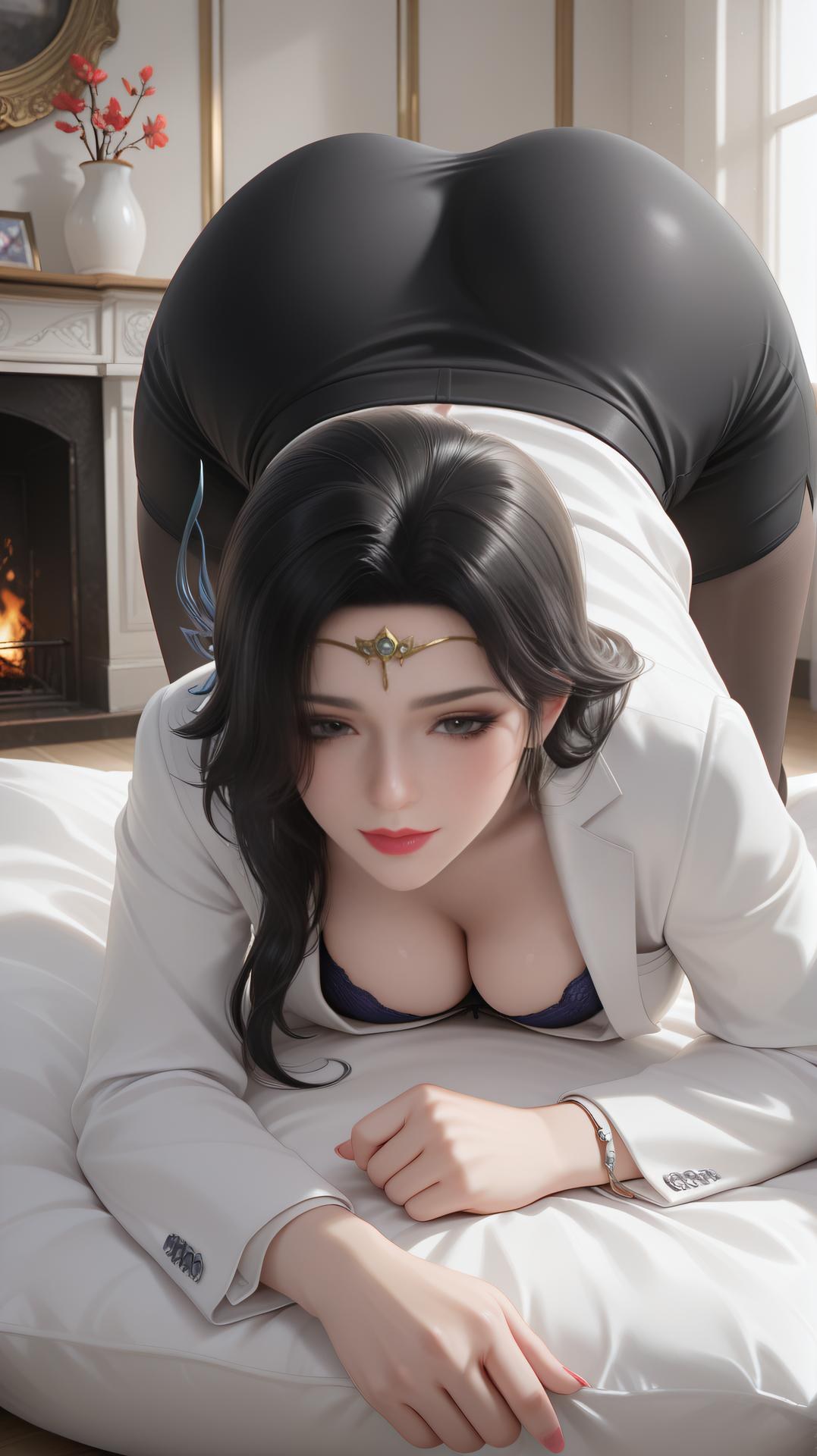 AI Generated Anime Girl - Huyền Y vest tất đen nội y phòng ngủ 62P