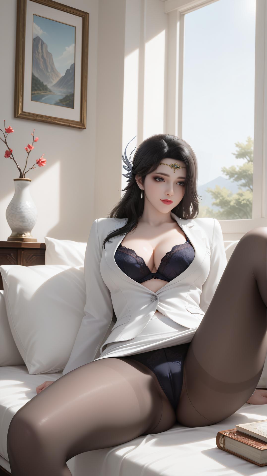 AI Generated Anime Girl - Huyền Y vest tất đen nội y phòng ngủ 62P
