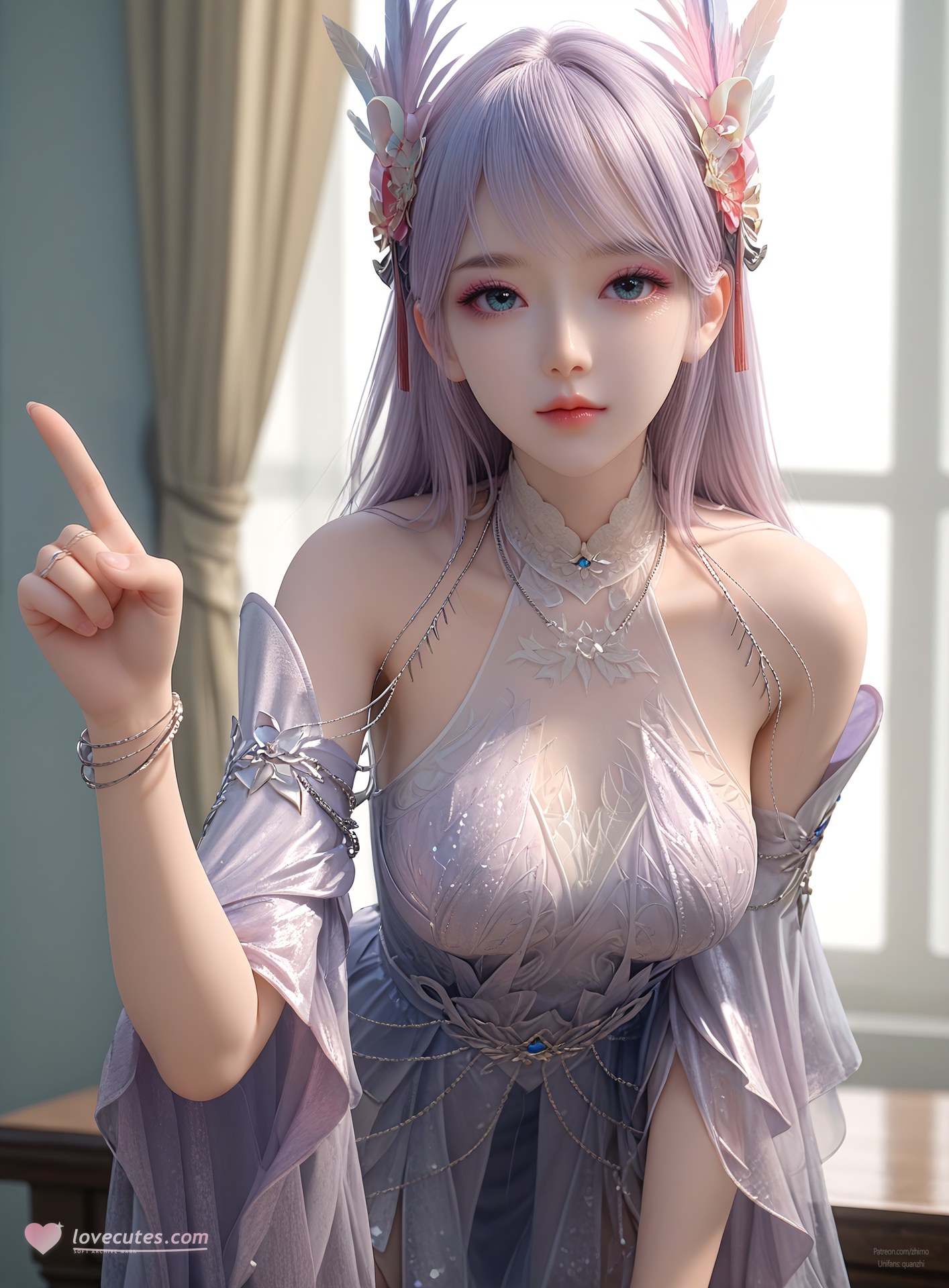 AI Nudes - Lâm Tử Nguyệt váy tiên tím trong phòng 105P