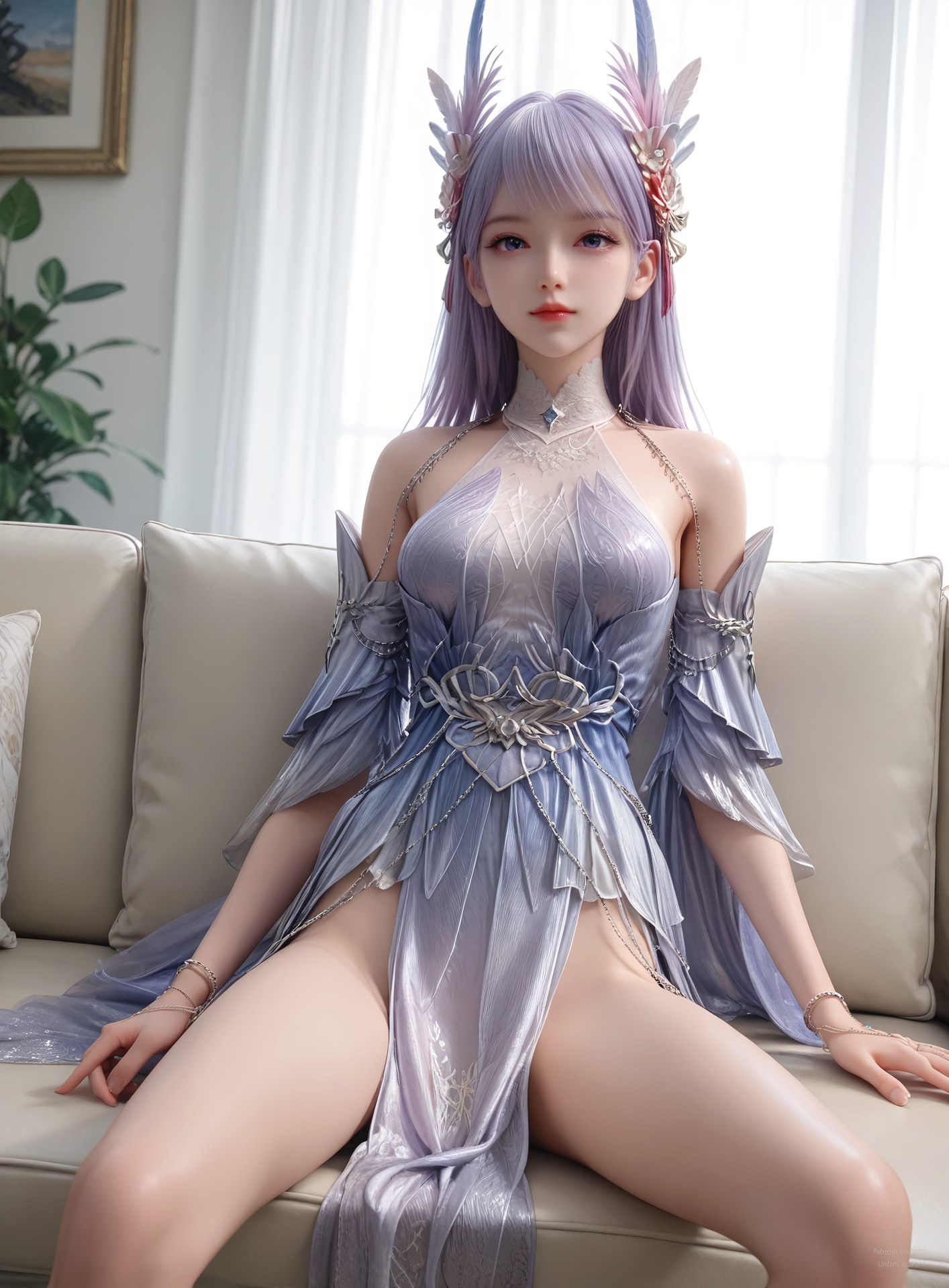 AI Nudes - Lâm Tử Nguyệt váy tiên tím trong phòng 105P