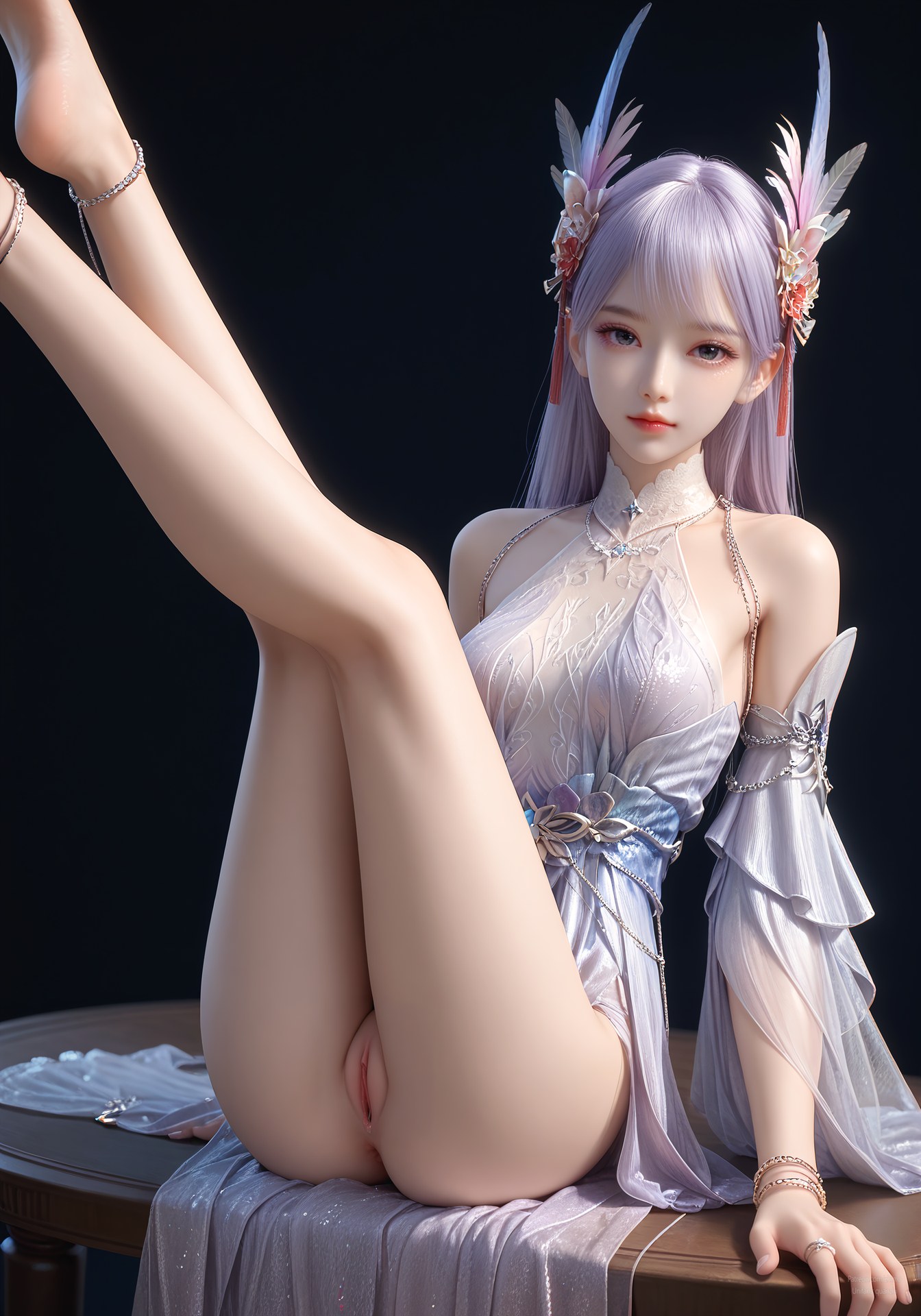 AI Nudes - Lâm Tử Nguyệt váy tiên tím trong phòng 105P
