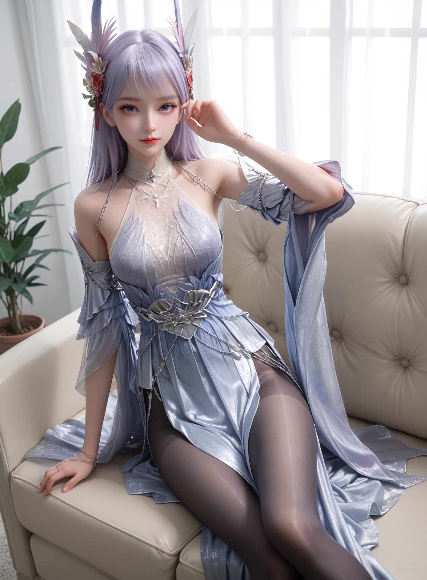AI Nudes - Lâm Tử Nguyệt váy tiên tím trong phòng 105P