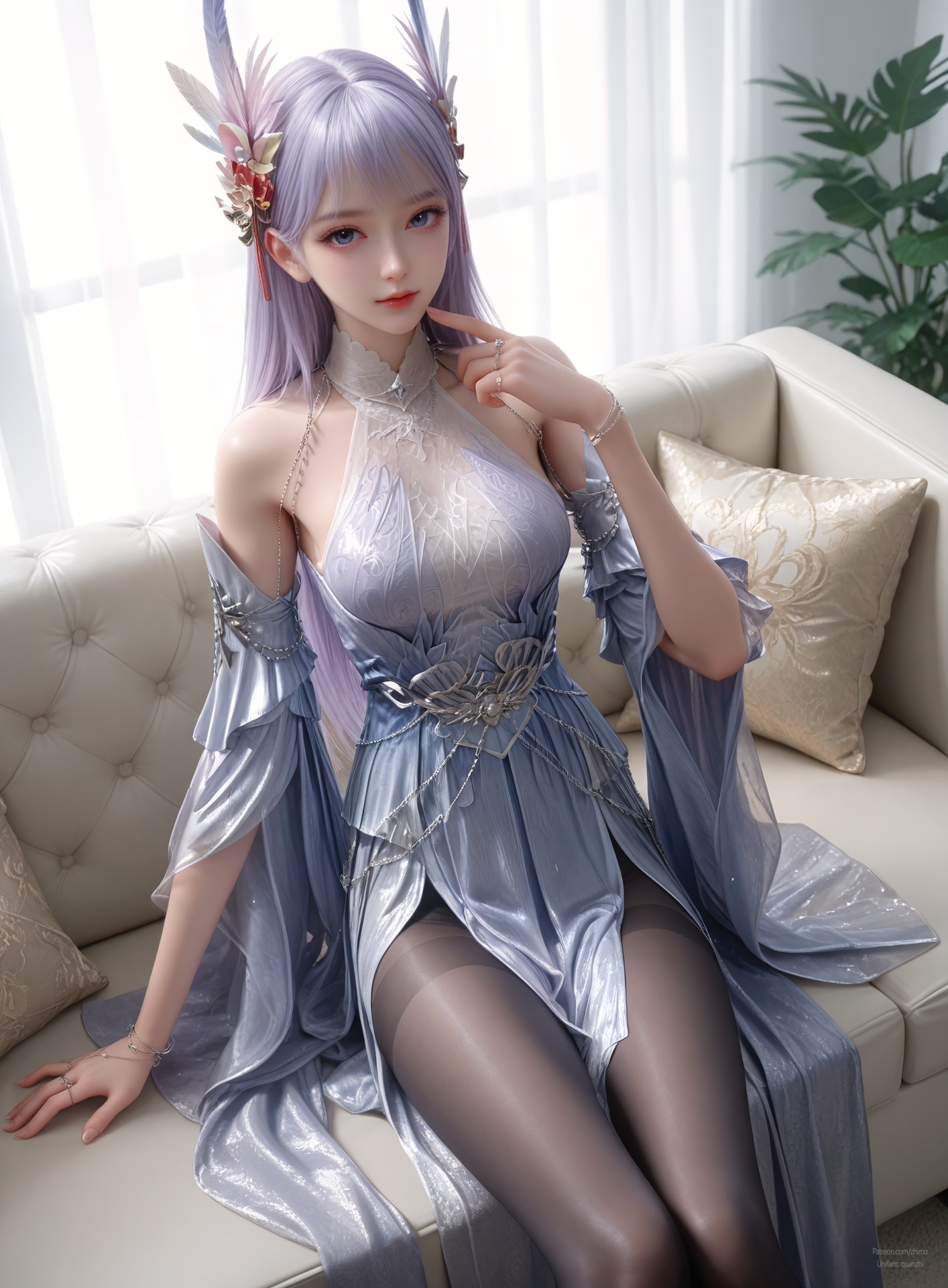 AI Nudes - Lâm Tử Nguyệt váy tiên tím trong phòng 105P