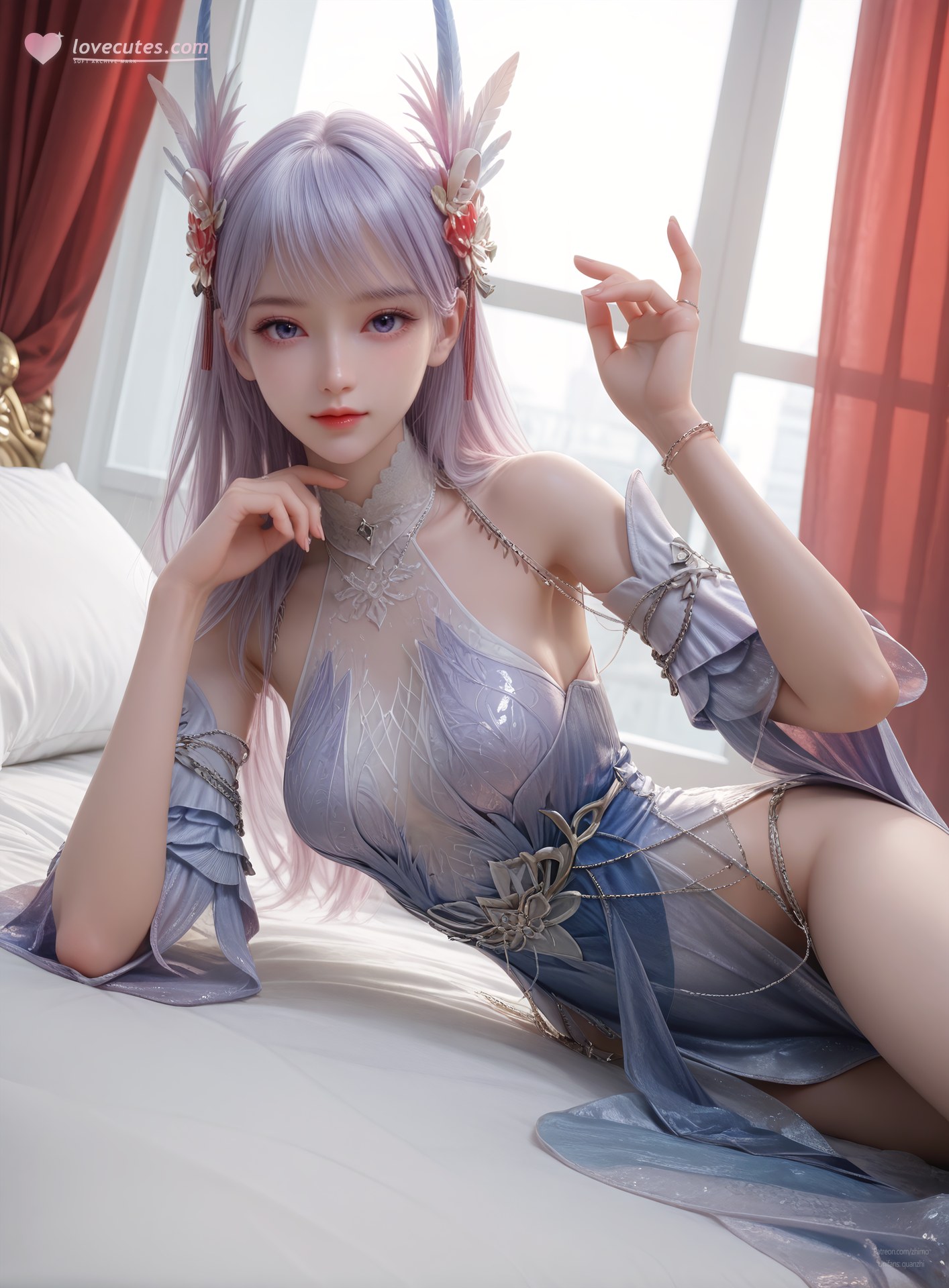 AI Nudes - Kejin Player Lin Ziyue Purple Fairy Dress Gallery 105P