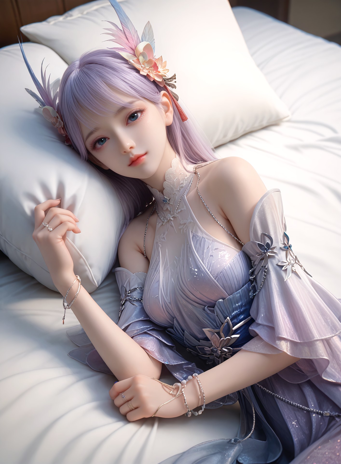 AI Nudes - Kejin Player Lin Ziyue Purple Fairy Dress Gallery 105P