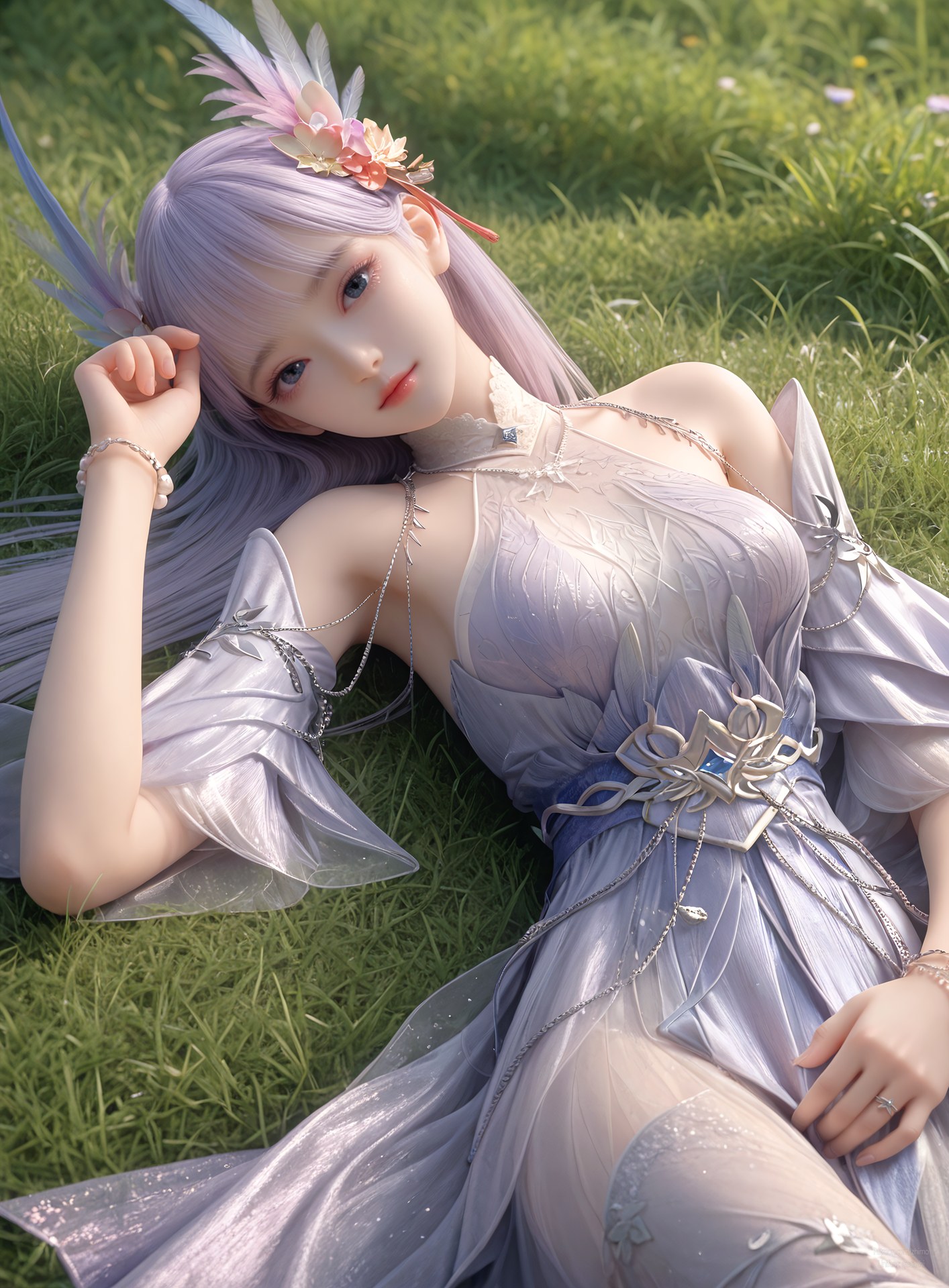 AI Nudes - Lâm Tử Nguyệt váy tiên tím trong phòng 105P