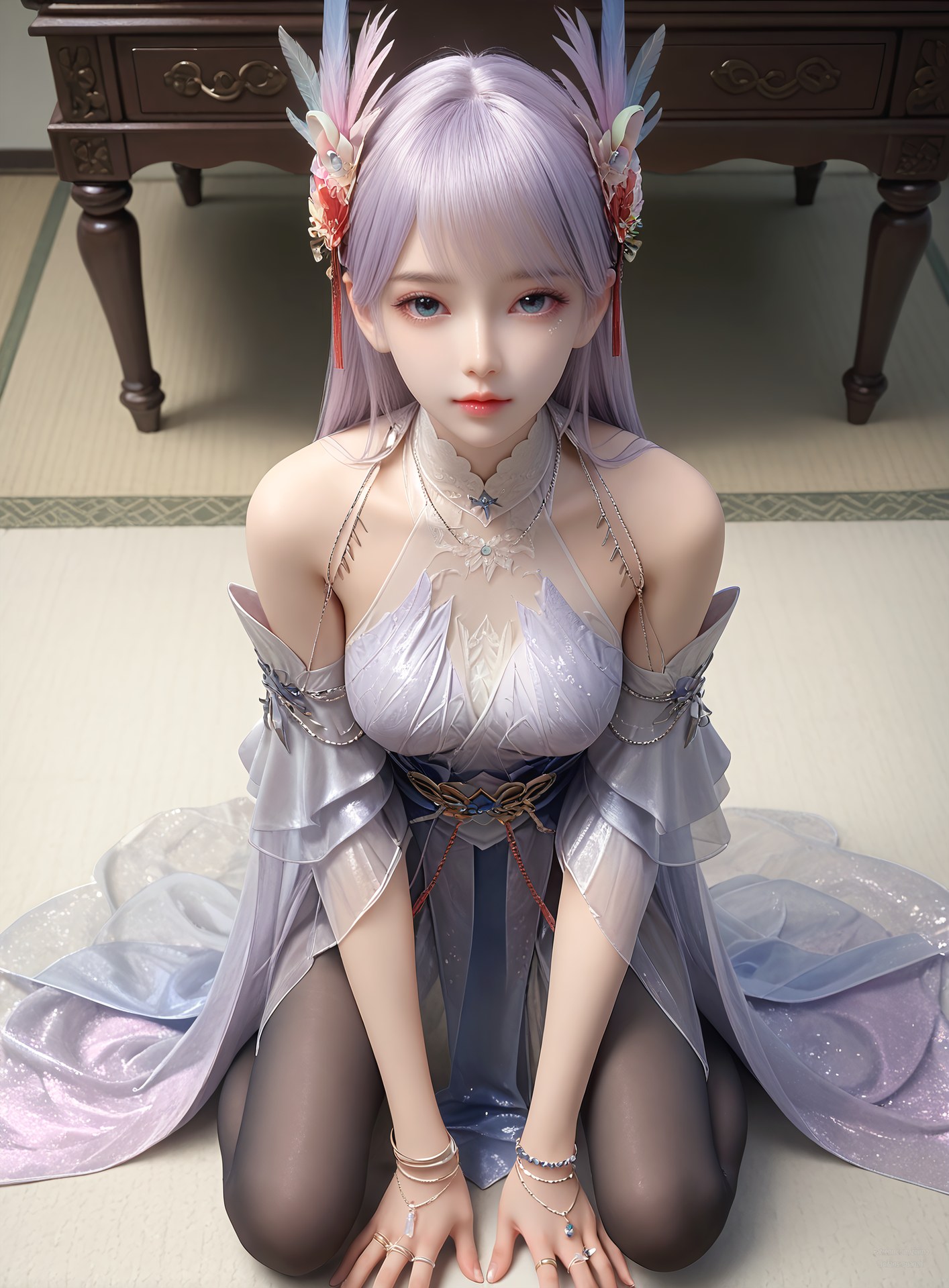 AI Nudes - Lâm Tử Nguyệt váy tiên tím trong phòng 105P