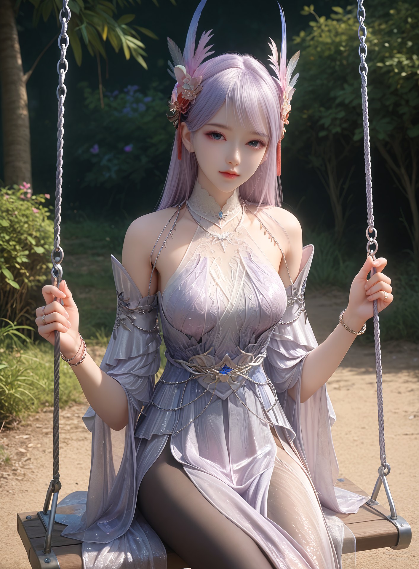 AI Nudes - Lâm Tử Nguyệt váy tiên tím trong phòng 105P